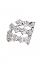 Yılan Üç Sıra Taşlı Silver Earcuff