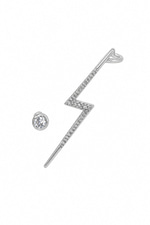 Yıldırım Motif Taşlı Silver Earcuff
