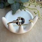 Yuvarlak Model Taşlı Kelepçe (Siyah)