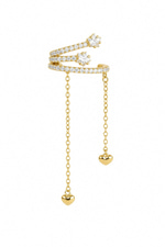 Zincir Detay Yıldız Kalp Gold Earcuff