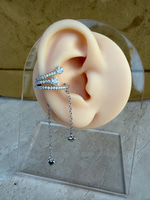 Zincir Detay Yıldız Kalp Silver Earcuff