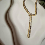 Zirkon Taşlı Yılan Model Gold Kolye 