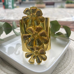 ZR Üç Sıra Çiçekli Gold Bileklik