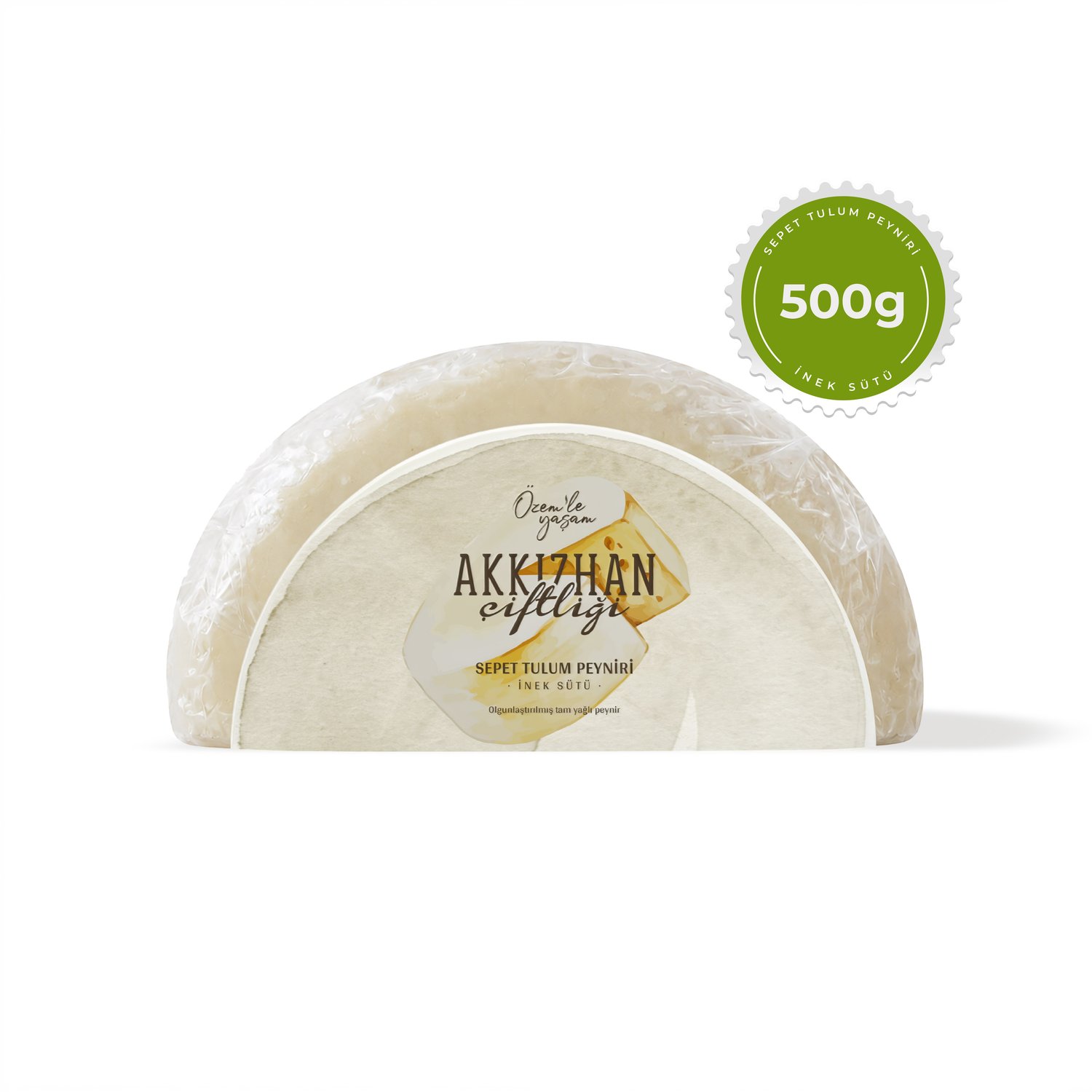 Akkızhan Çiftliği İnek Sepet Tulum Peyniri 500 gr (3  ay)