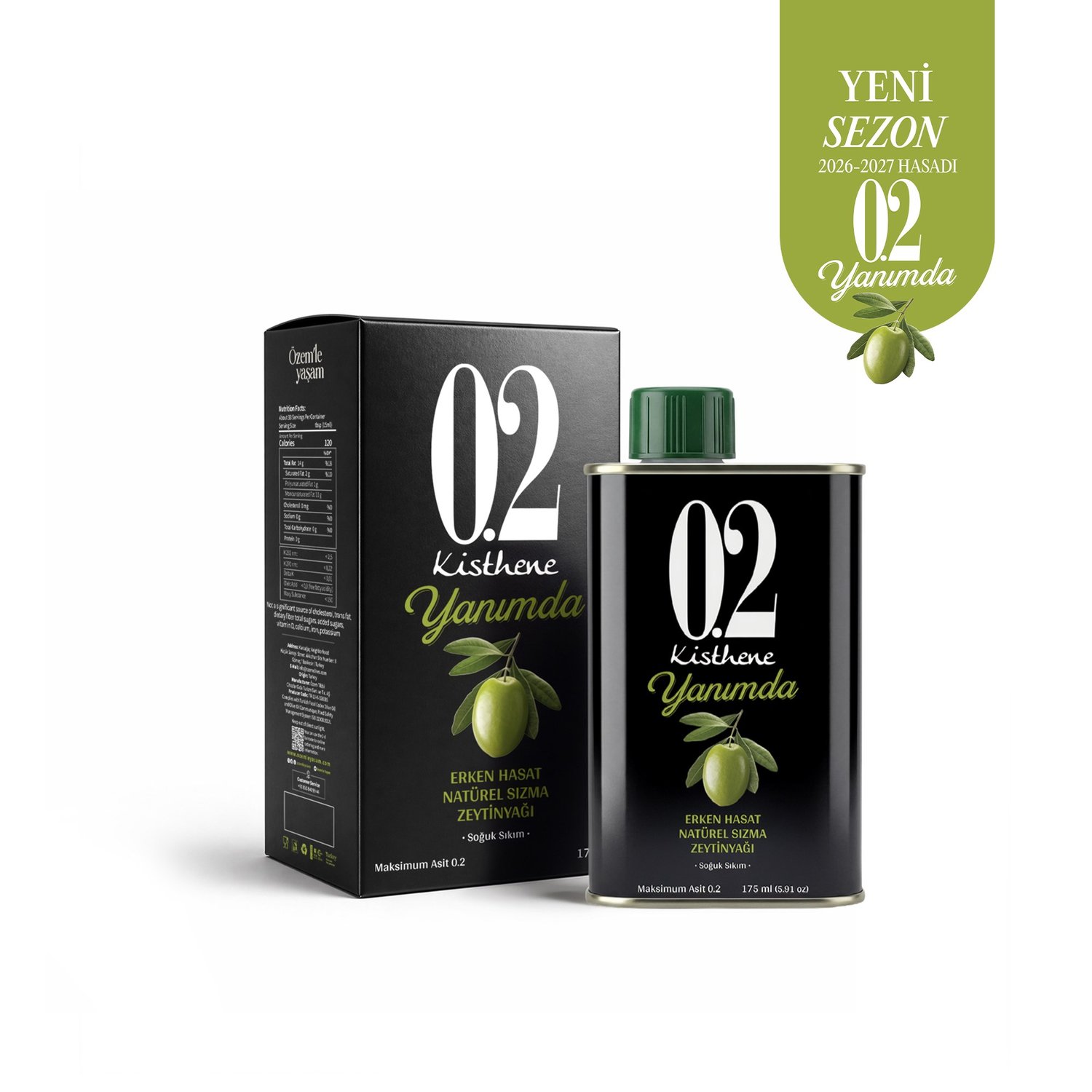 Kisthene 02 Yanımda Erken Hasat Natürel Sızma Zeytinyağı 175 ml      