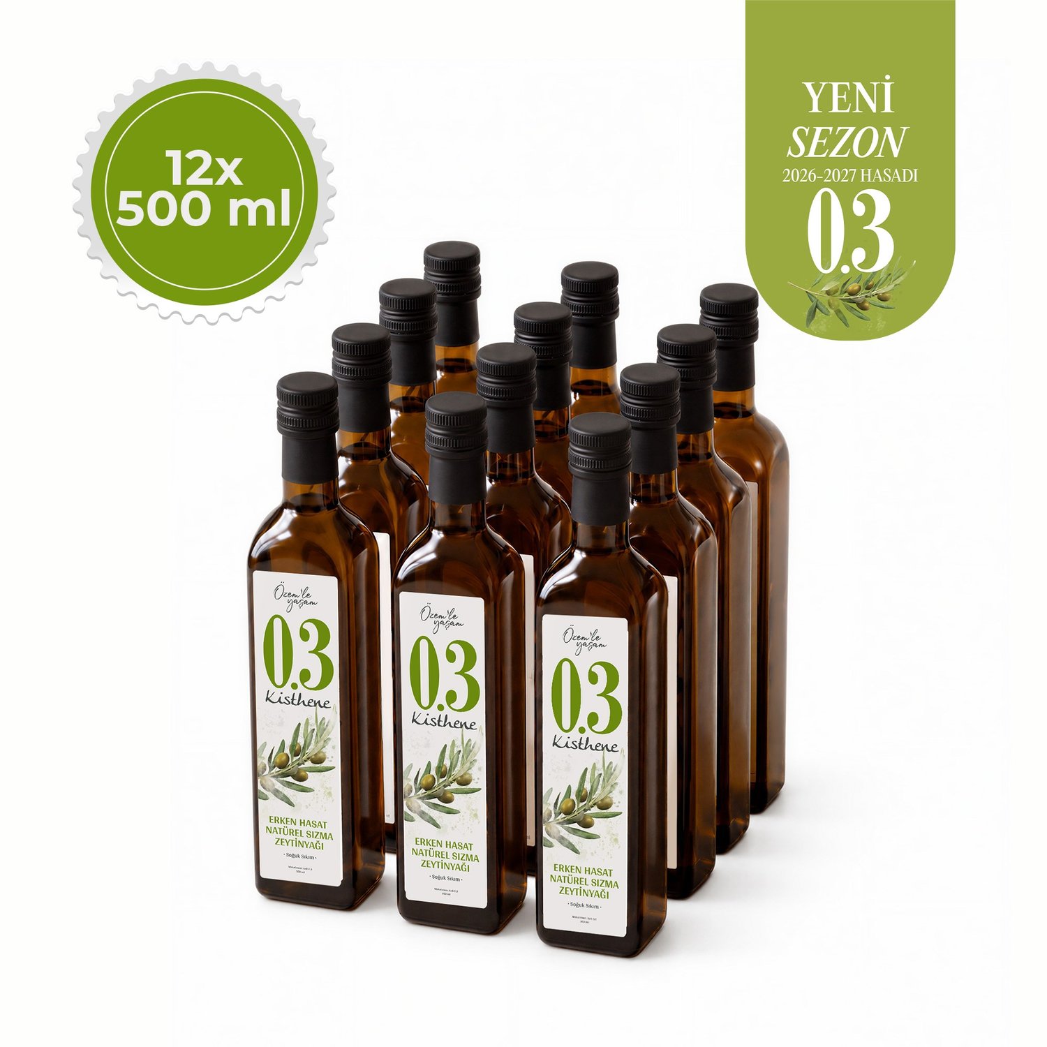 Kisthene 03 Erken Hasat Natürel Sızma Zeytinyağı 12*500 ml
