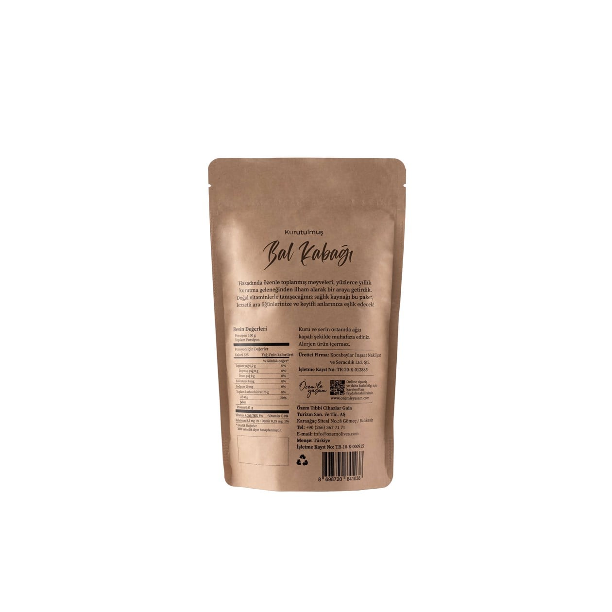 Akkızhan Çiftliği Kurutulmuş Kabak 200 gr