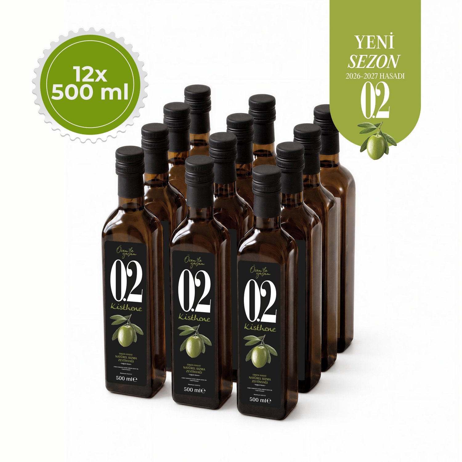 Kisthene 02 Erken Hasat Natürel Sızma Zeytinyağı 12*500 ml