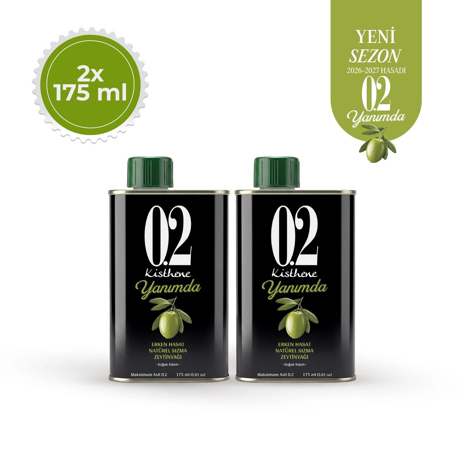 Kisthene 02 Yanımda Erken Hasat Natürel Sızma Zeytinyağı 2*175 ml