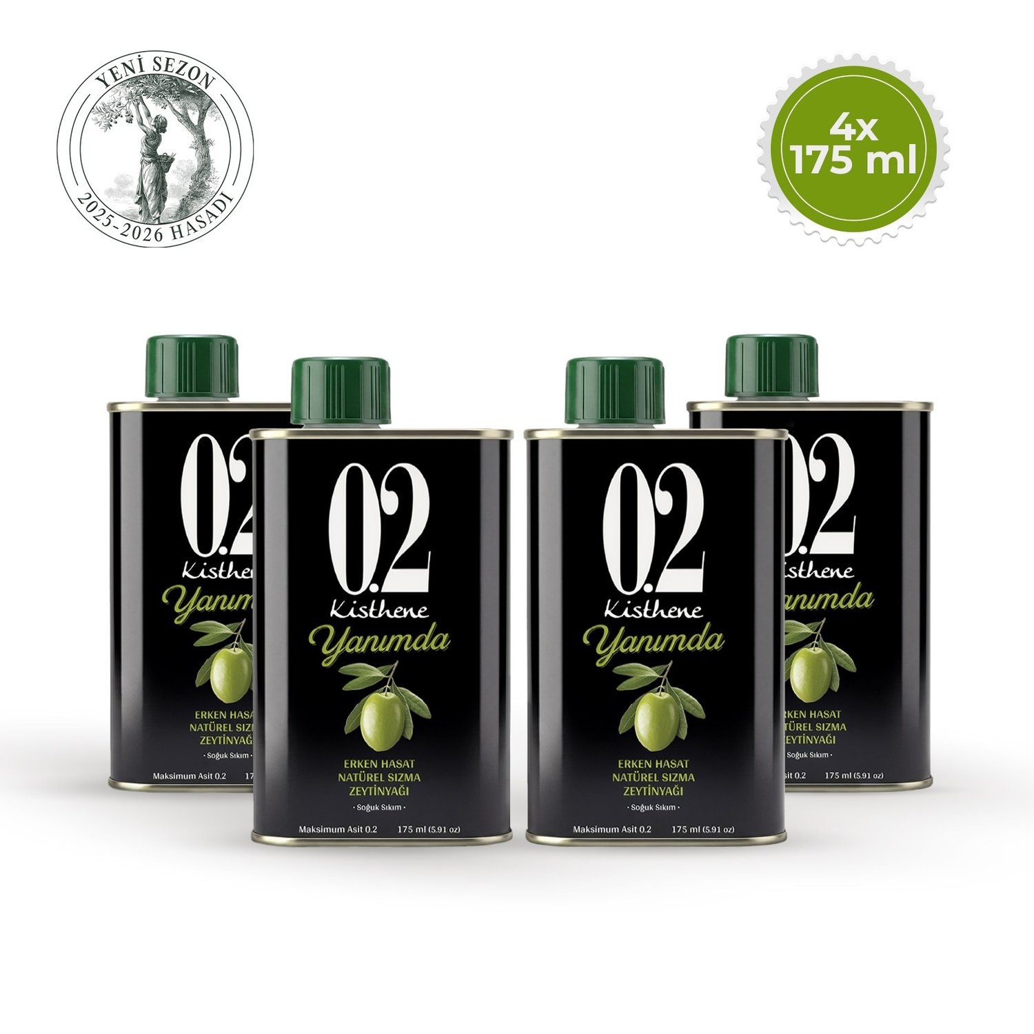 Kisthene 02 Yanımda Erken Hasat Natürel Sızma Zeytinyağı 4*175 ml