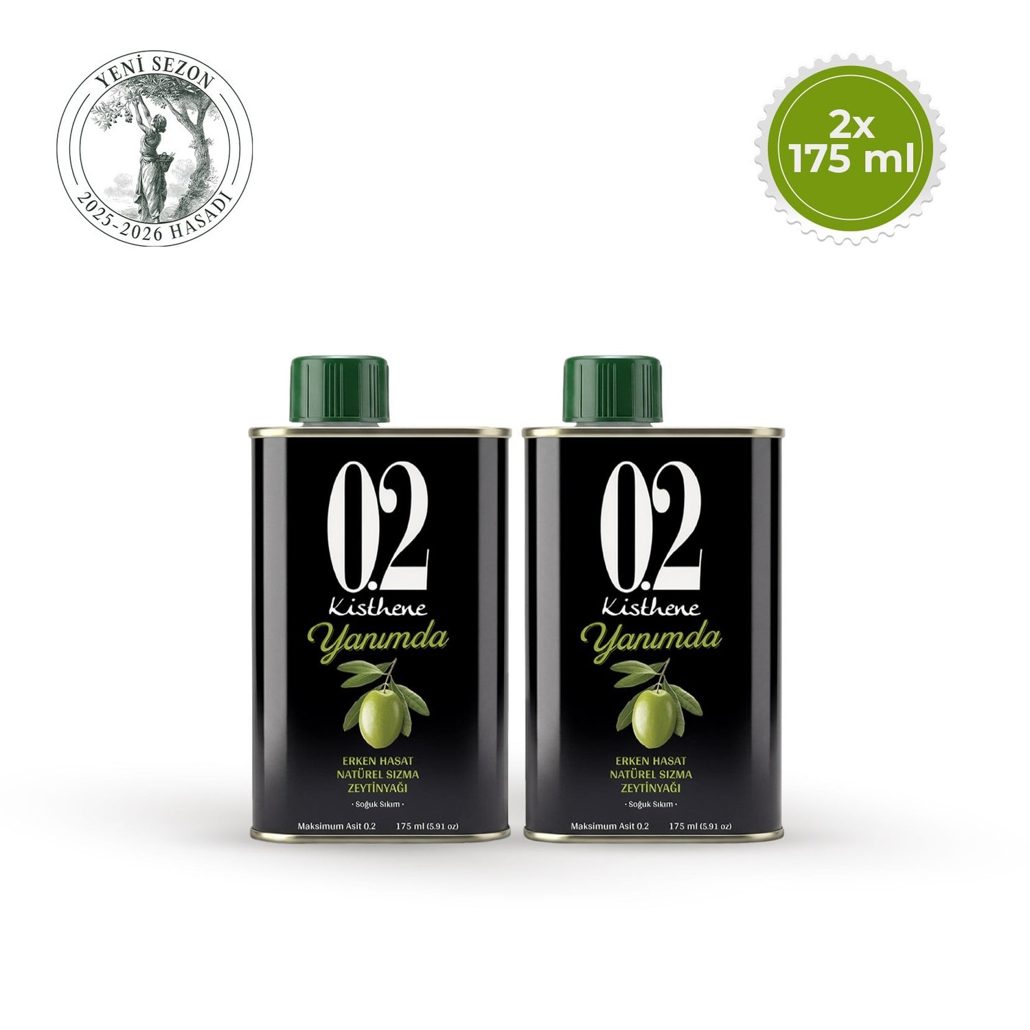 Kisthene 02 Yanımda Erken Hasat Natürel Sızma Zeytinyağı 2*175 ml