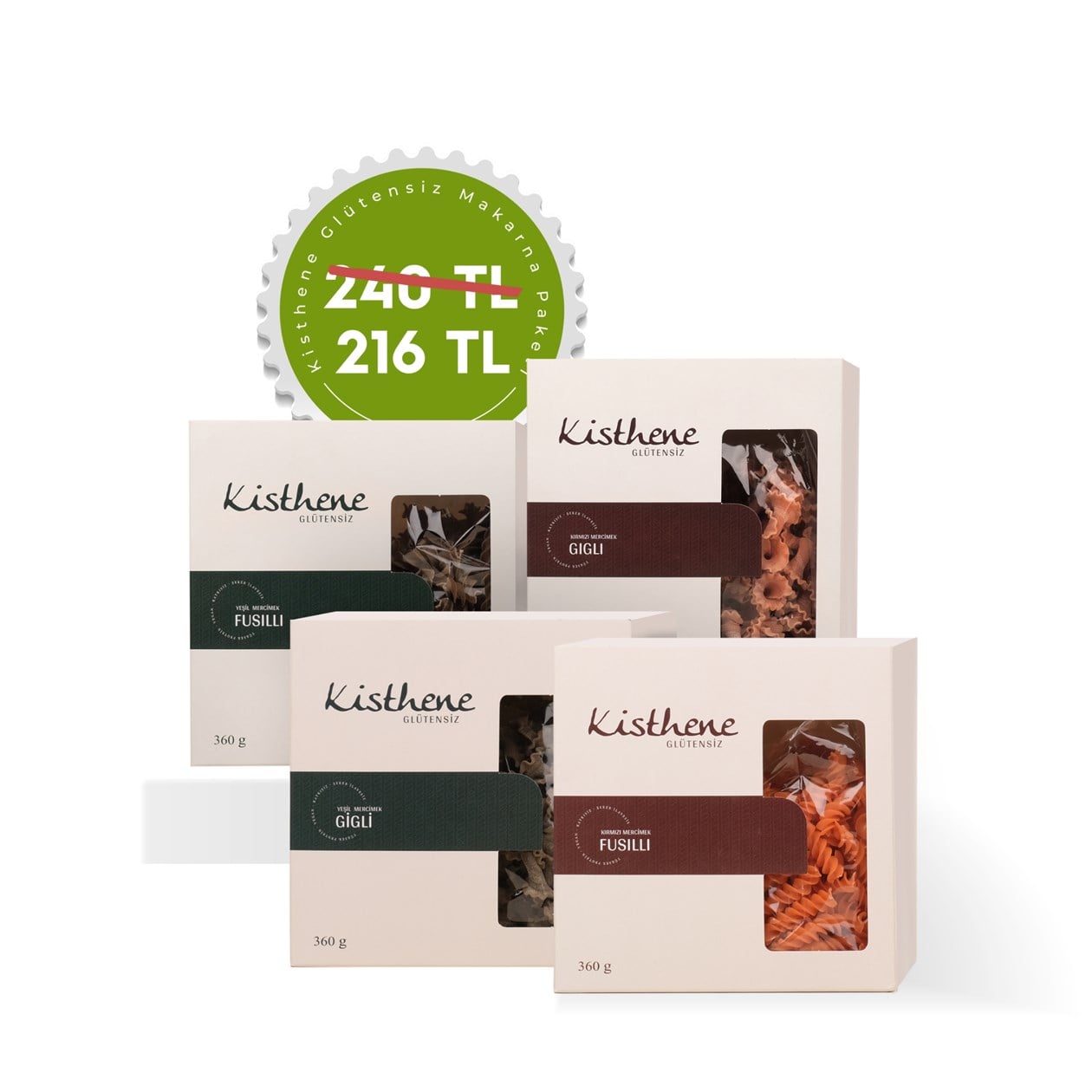 Kisthene Glütensiz Makarna Paketi 4x360 gr