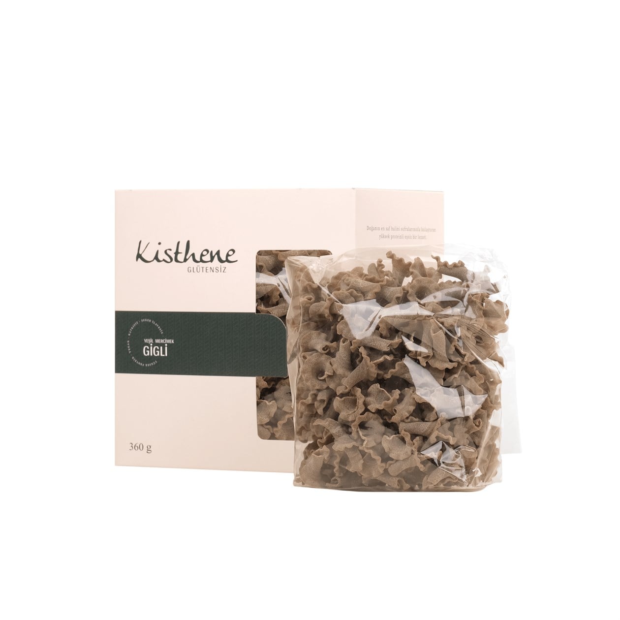 Kisthene Glütensiz Yeşil Mercimek Gigli  360 gr