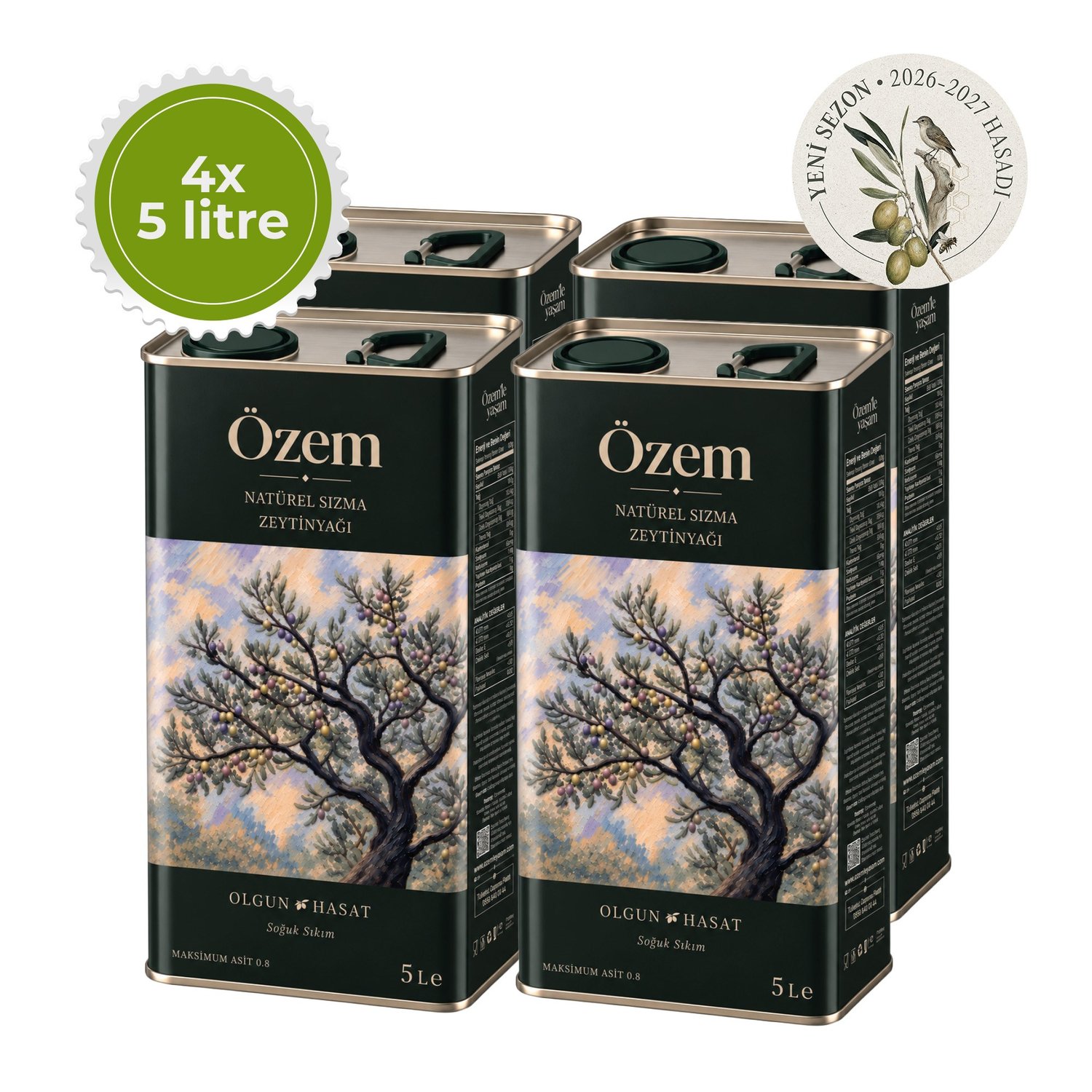 Özem Olgun Hasat Natürel Sızma Zeytinyağı 4*5 L Ekstra İndirimli