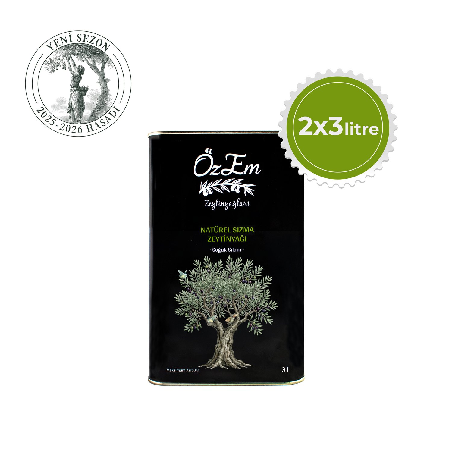 Özem Olgun Hasat Natürel Sızma Zeytinyağı 2*3 litre