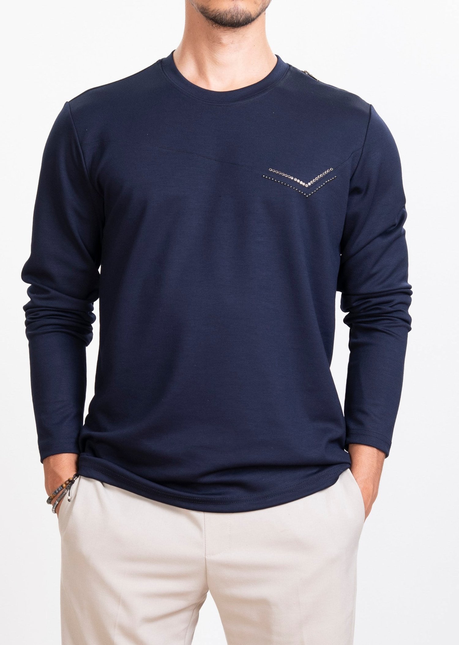 Aksesuarlı Lacivert Sweatshirt