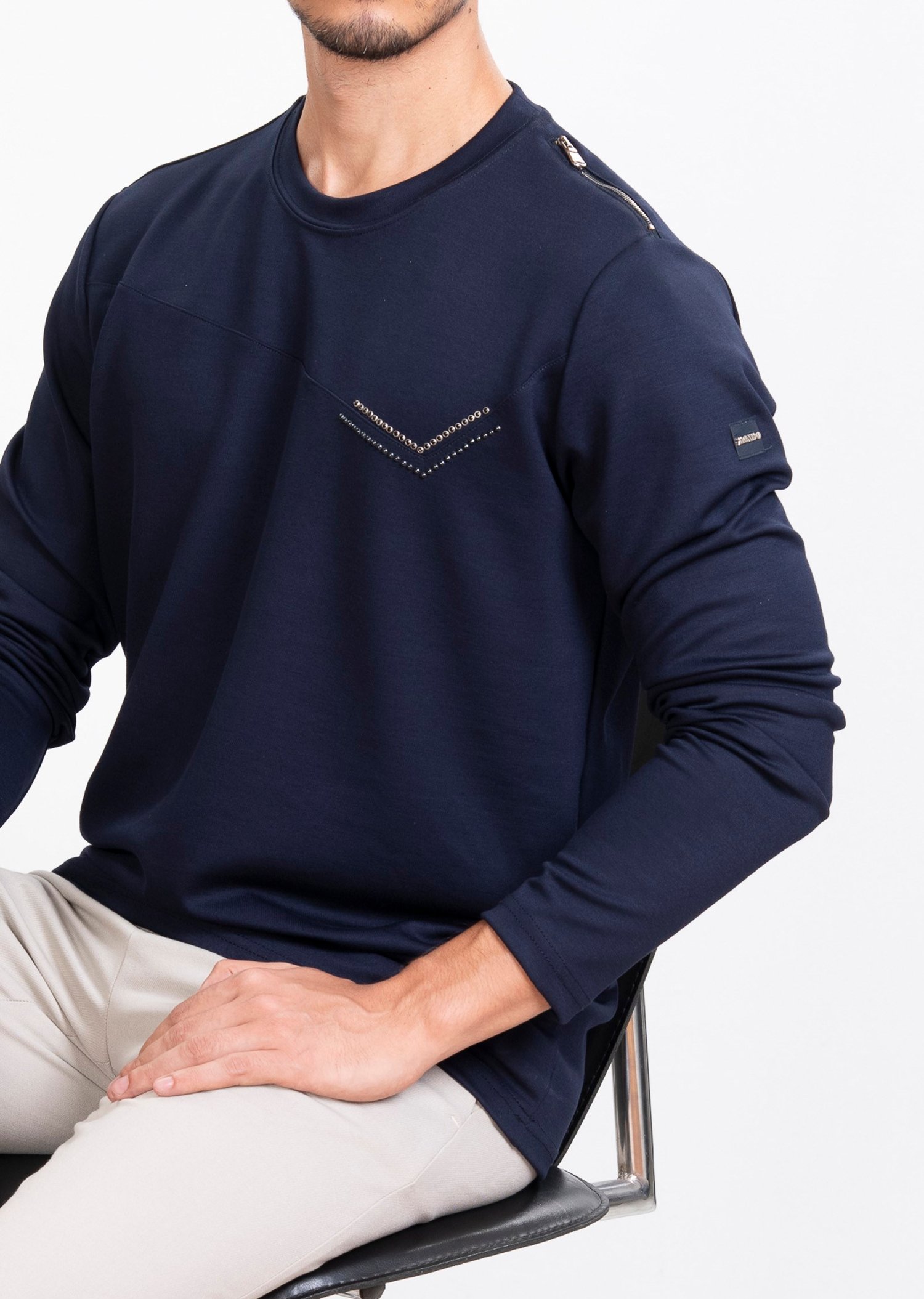 Aksesuarlı Lacivert Sweatshirt