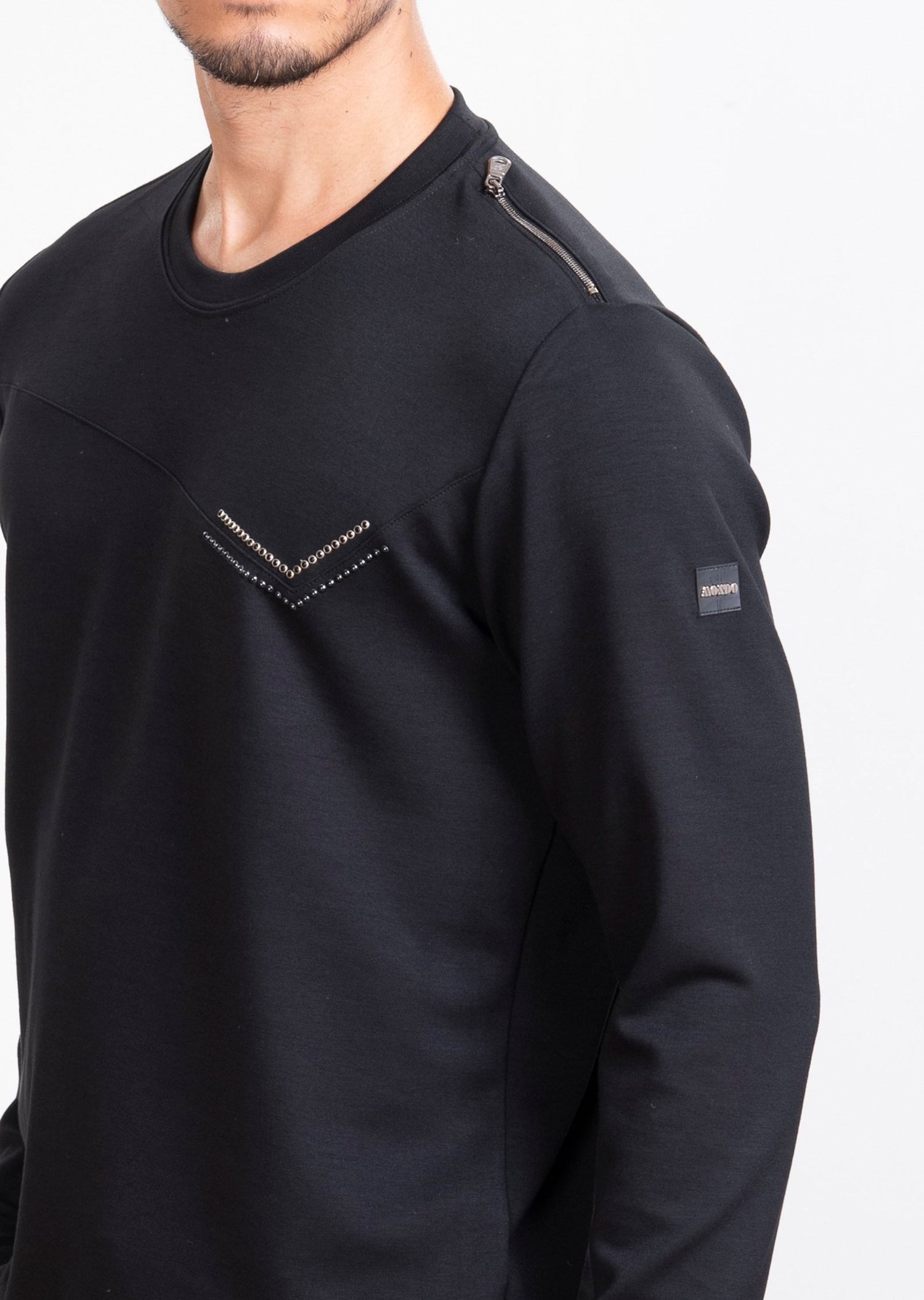 Aksesuarlı Siyah Sweatshirt