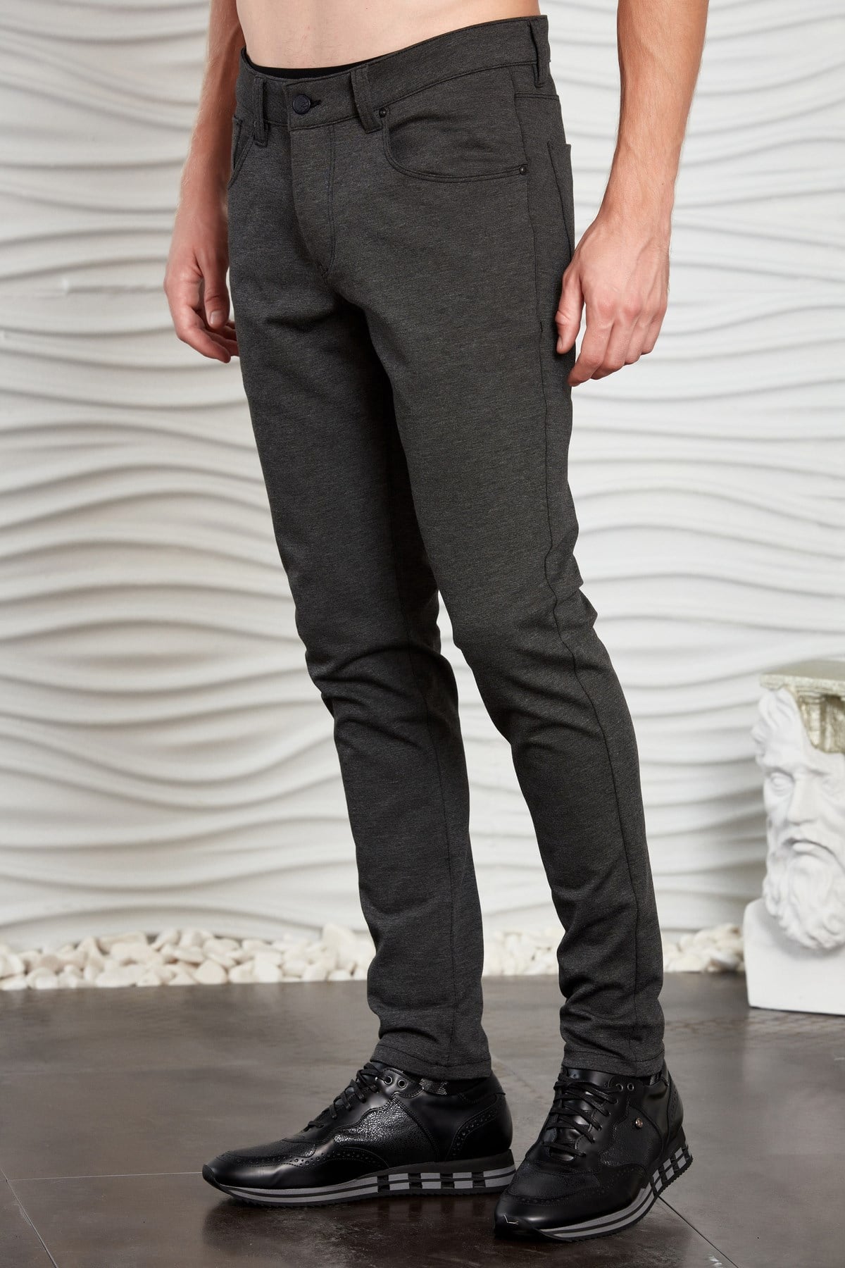 Antrasit Beş Cepli Slim Fit Pantolon