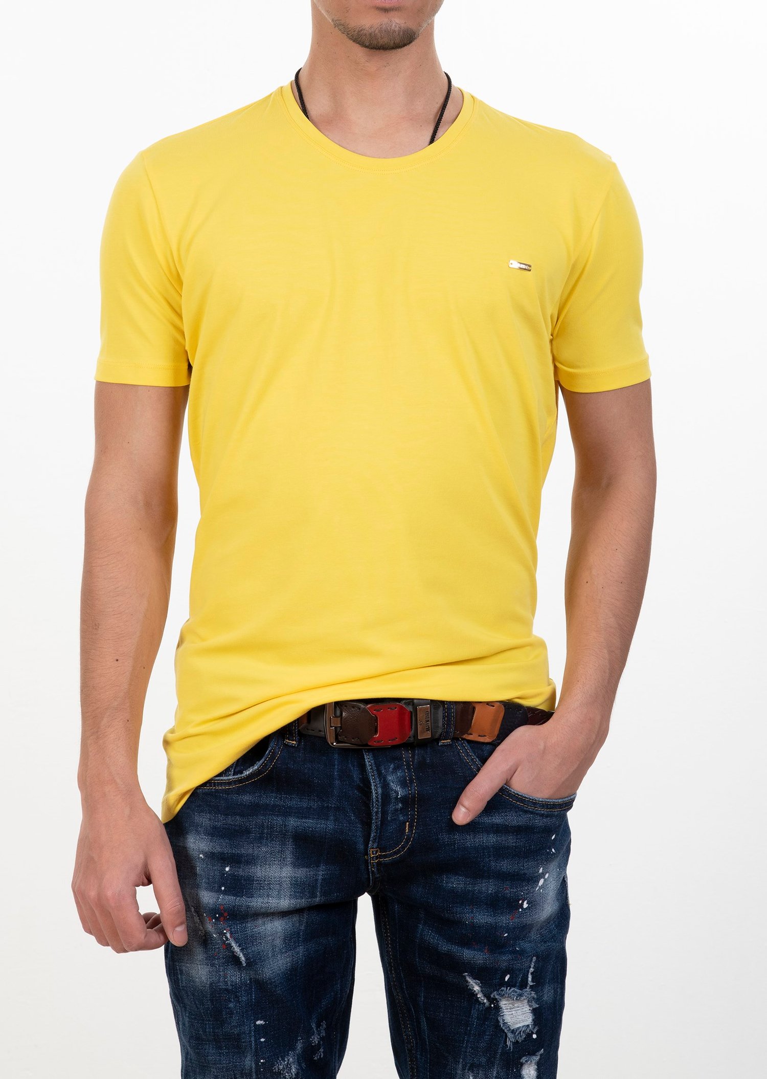 Basic Bisiklet Yaka T-Shirt