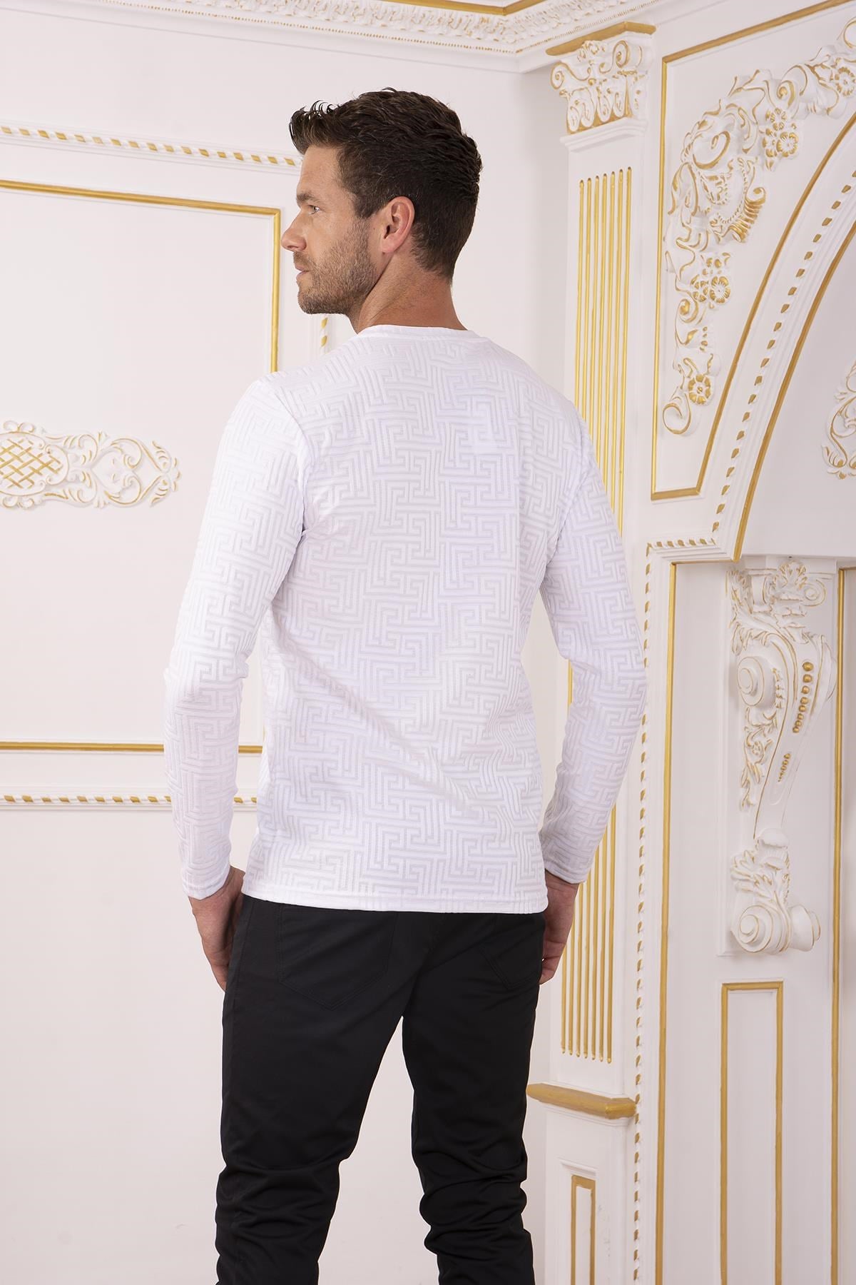 Beyaz Desenli Sweatshirt