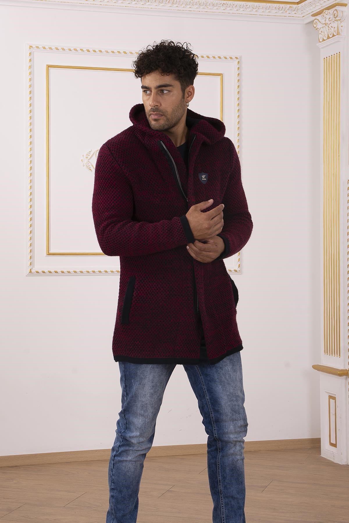 Bordo Örme Hırka