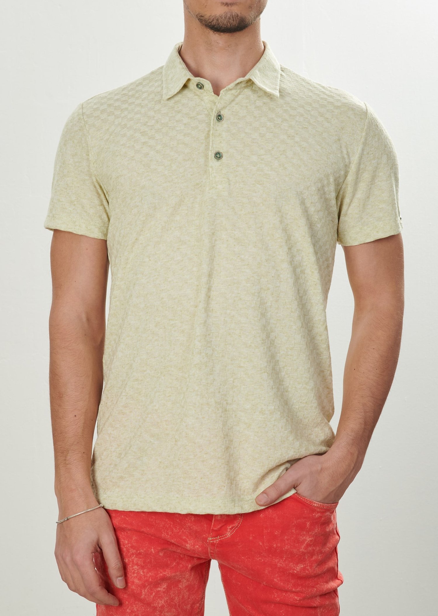 Desenli Kumaş Polo Yaka T-Shirt