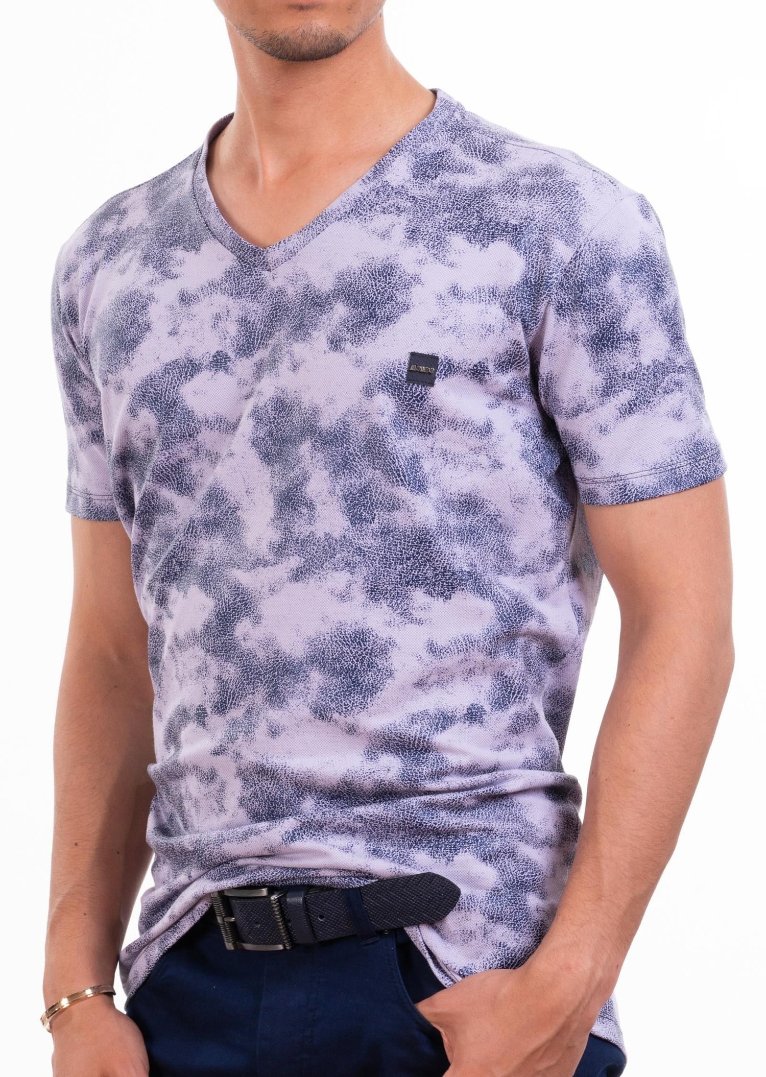 Dijital Baskı Mavi T-Shirt