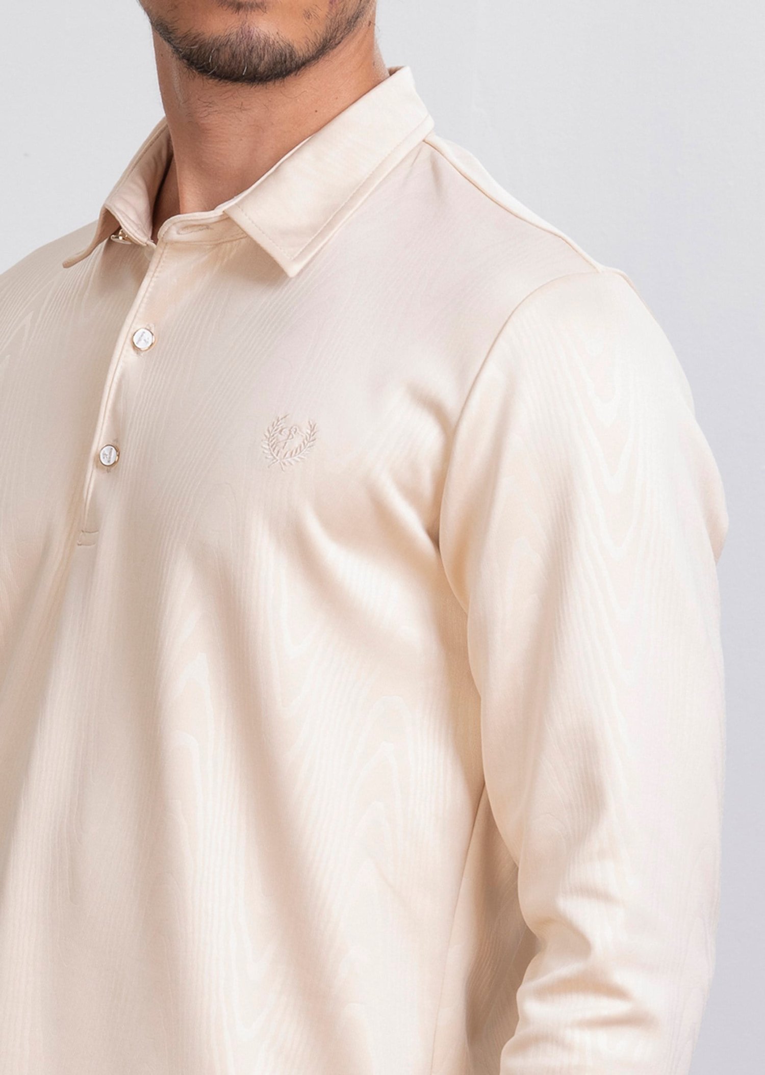 Dokulu Polo Yaka Bej Sweatshirt
