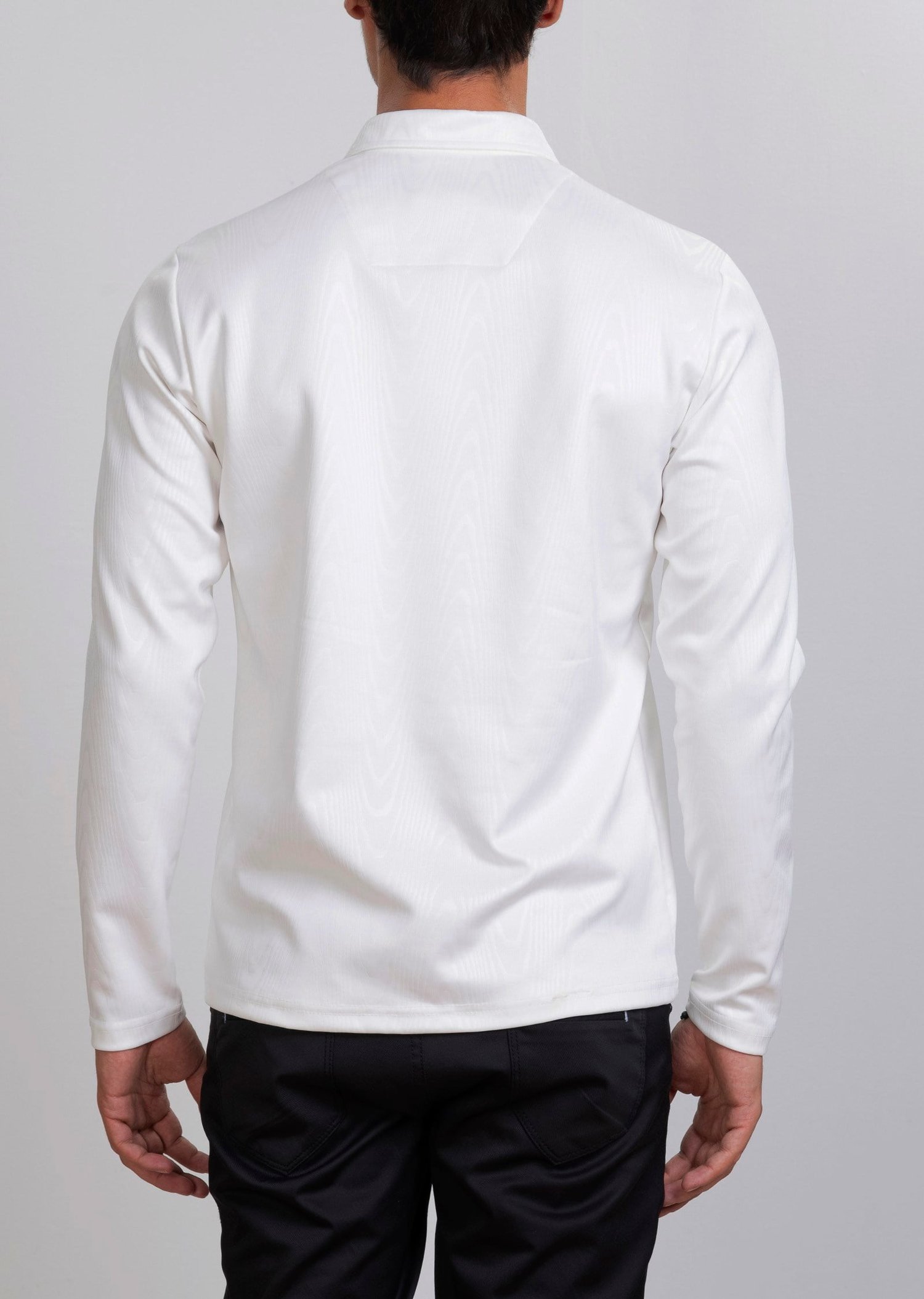 Dokulu Polo Yaka Beyaz Sweatshirt