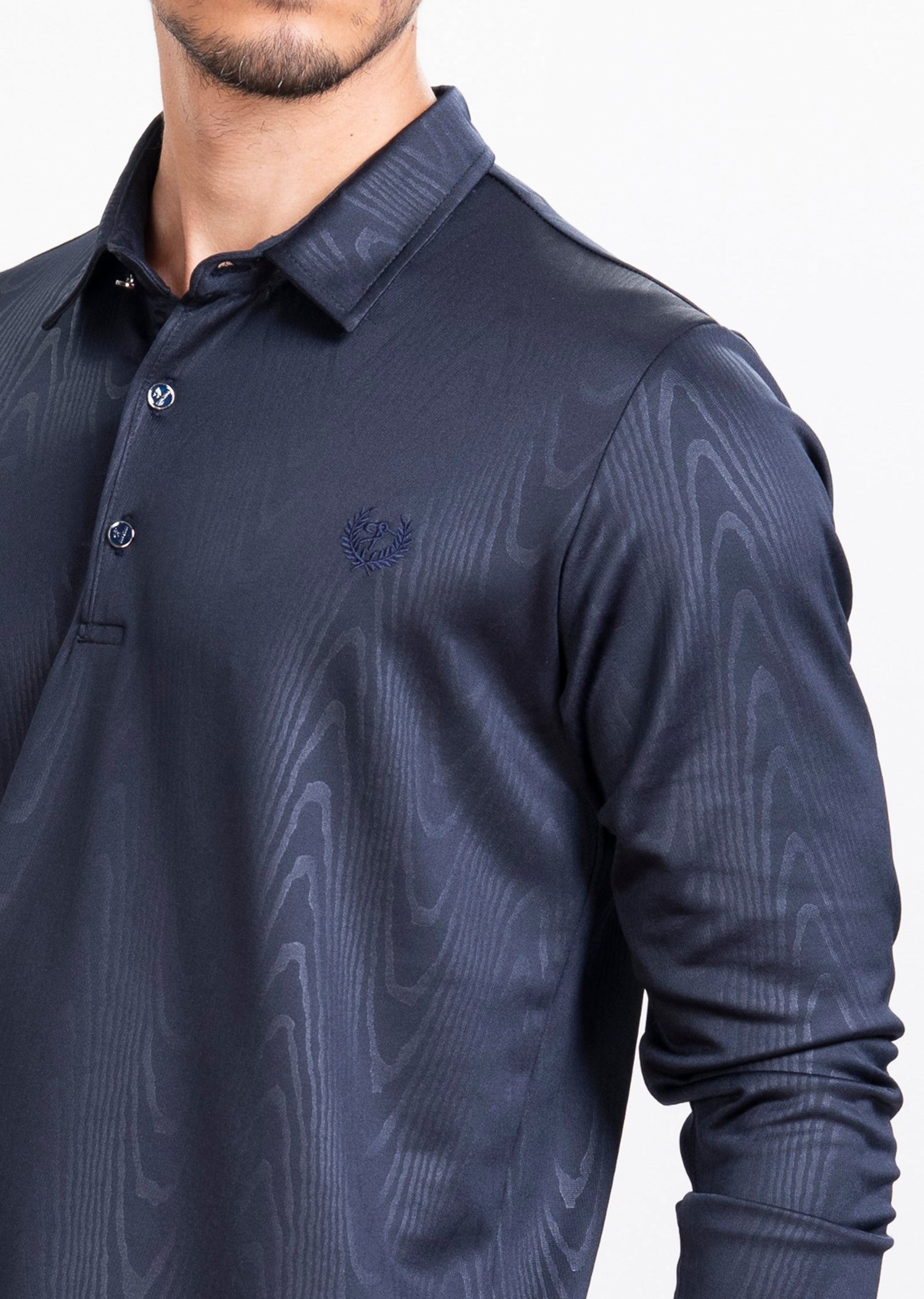 Dokulu Polo Yaka Lacivert Sweatshirt