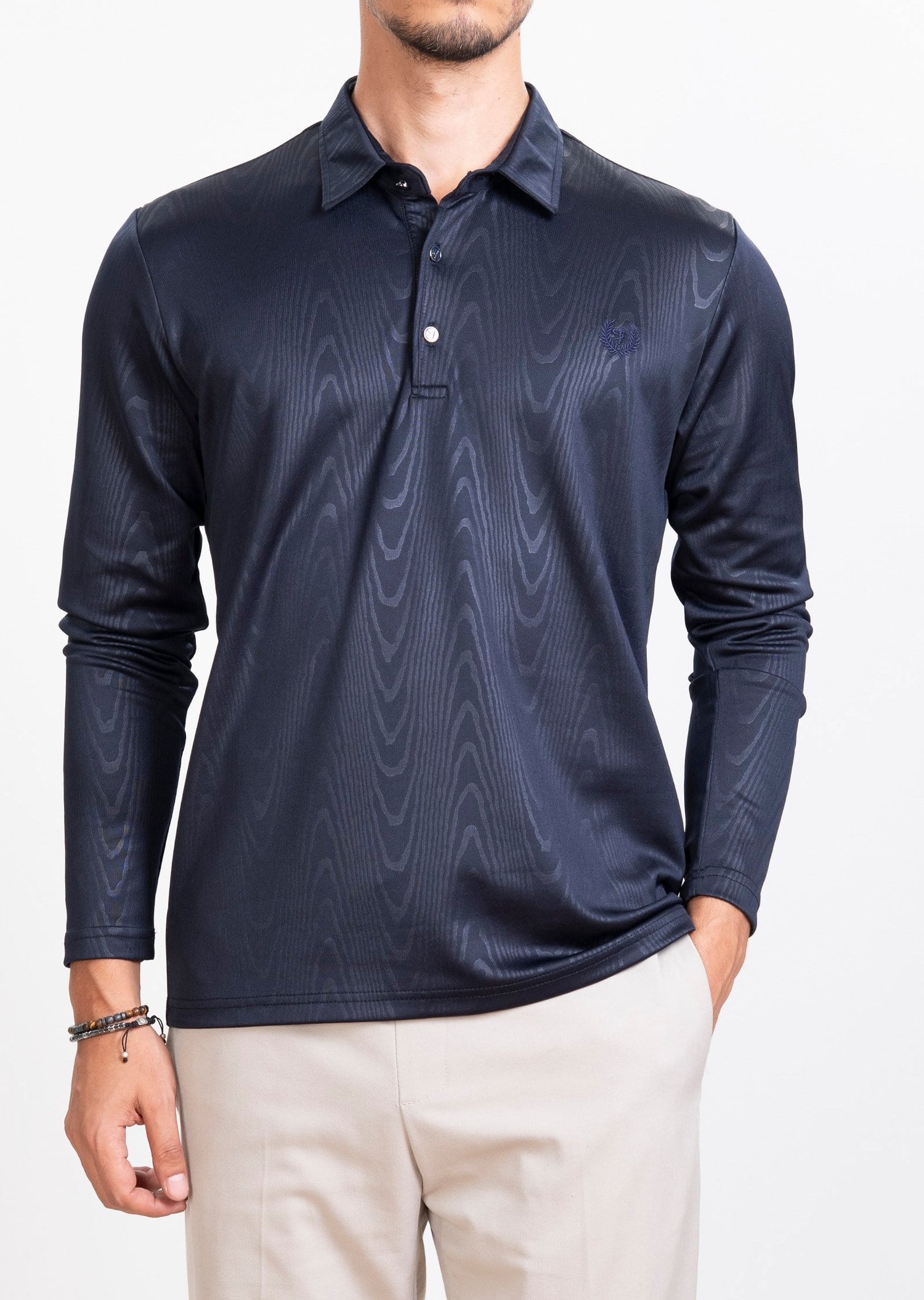 Dokulu Polo Yaka Lacivert Sweatshirt