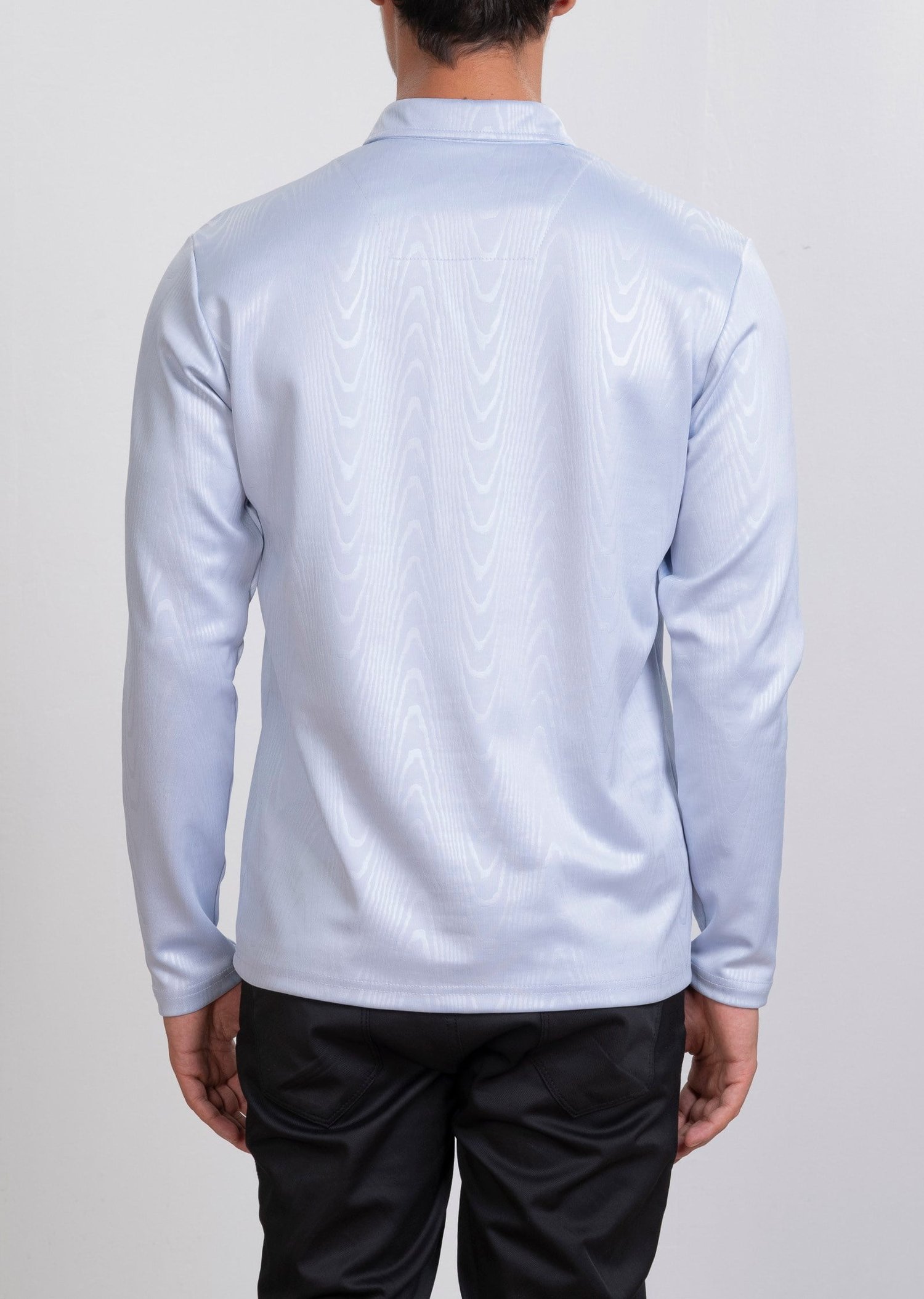 Dokulu Polo Yaka Mavi Sweatshirt