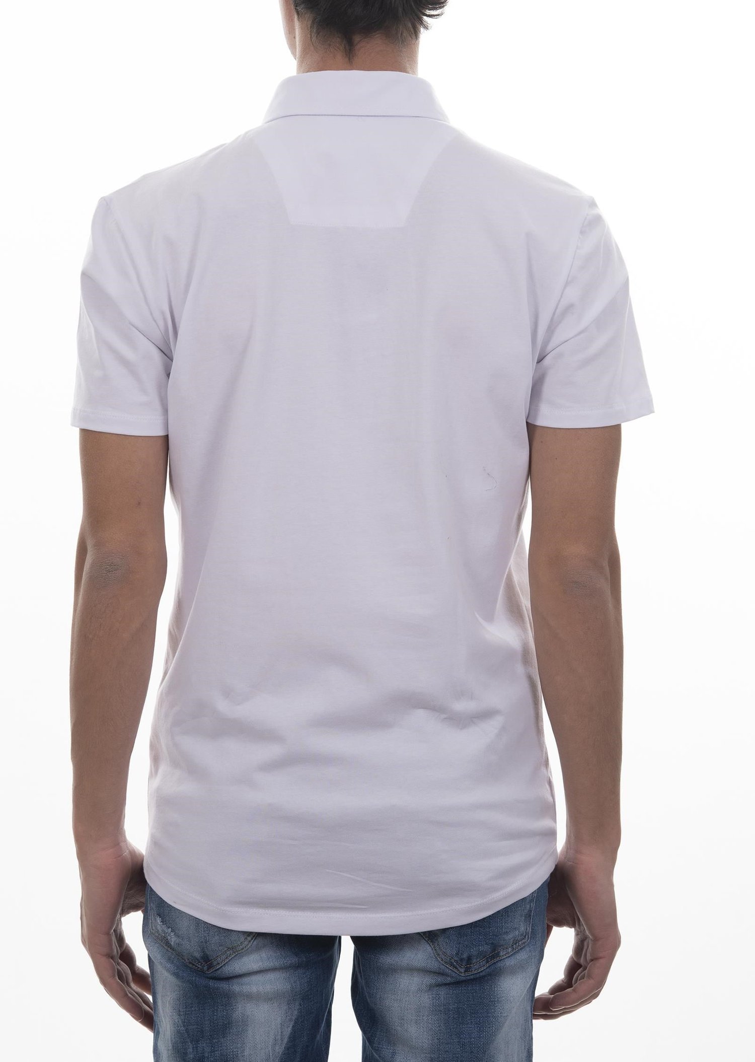 Fermuar Detaylı Beyaz Polo Yaka T-Shirt