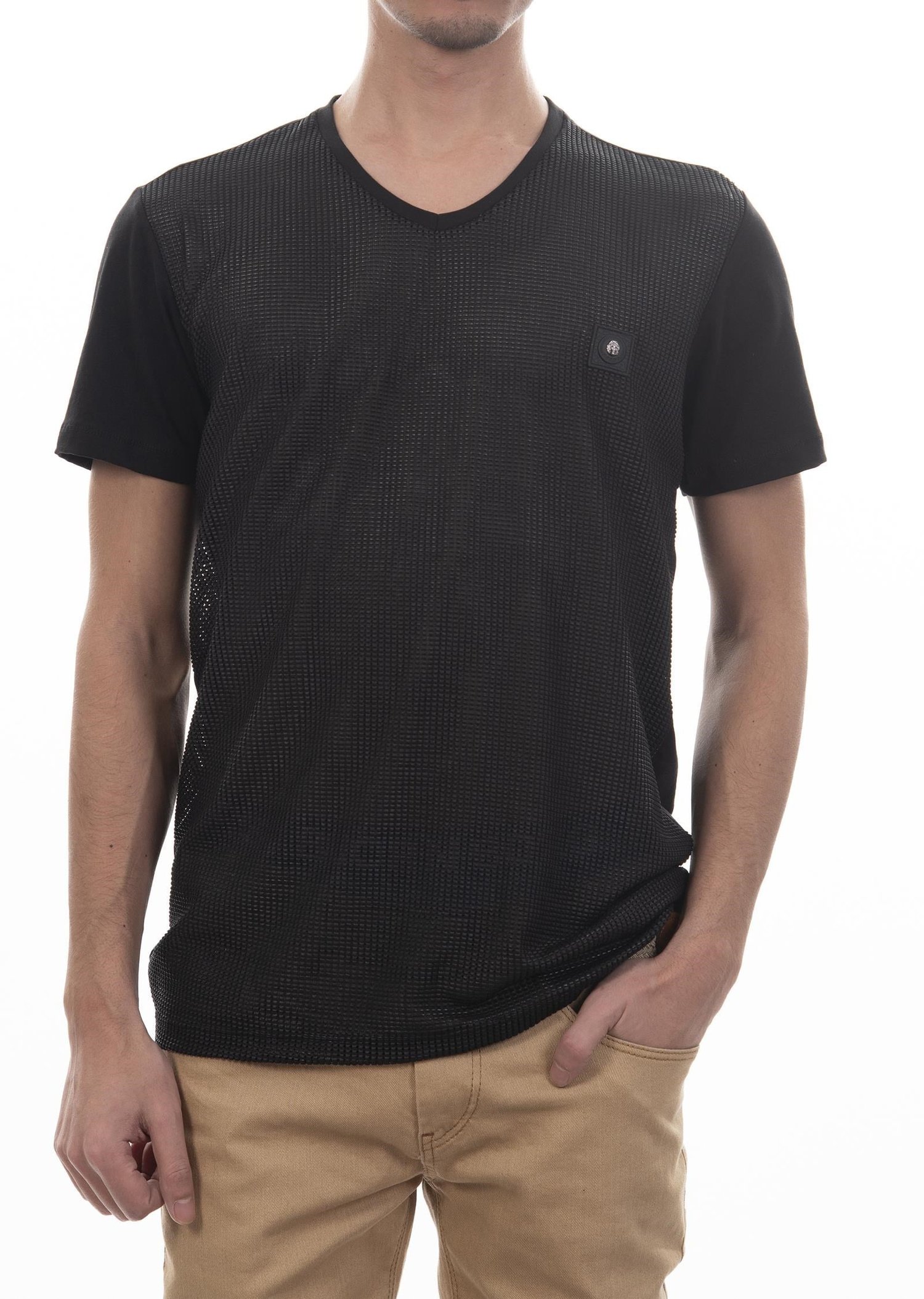 Fileli Siyah T-Shirt
