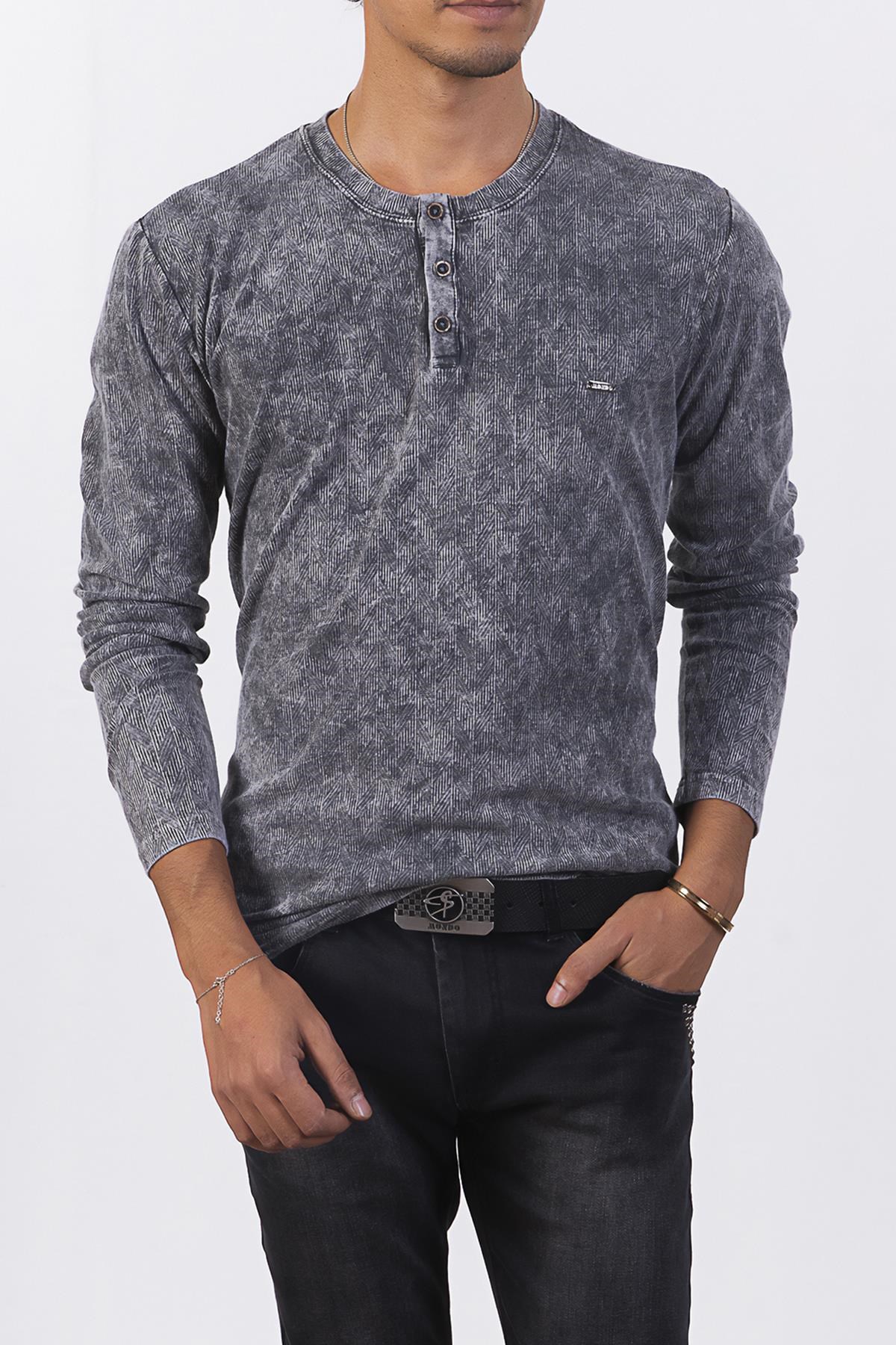 Gri Desenli Sweatshirt