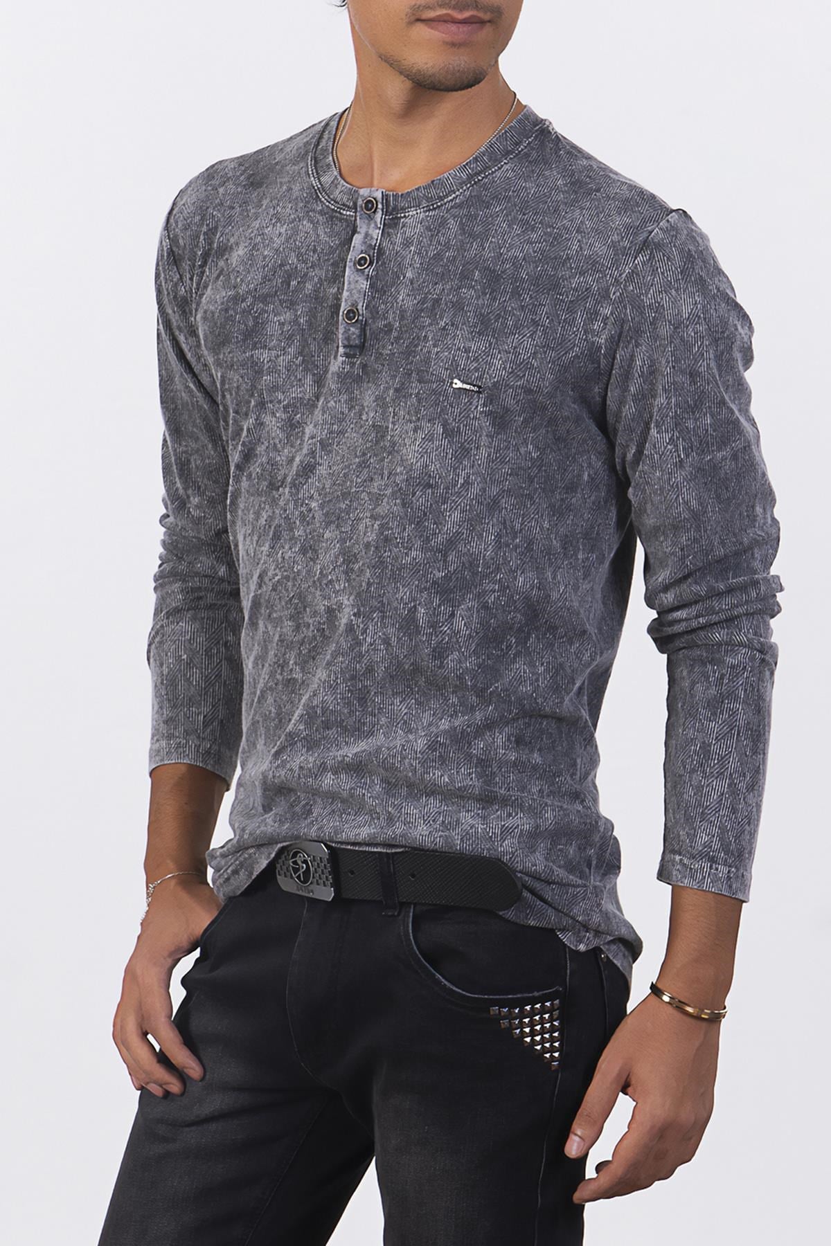 Gri Desenli Sweatshirt