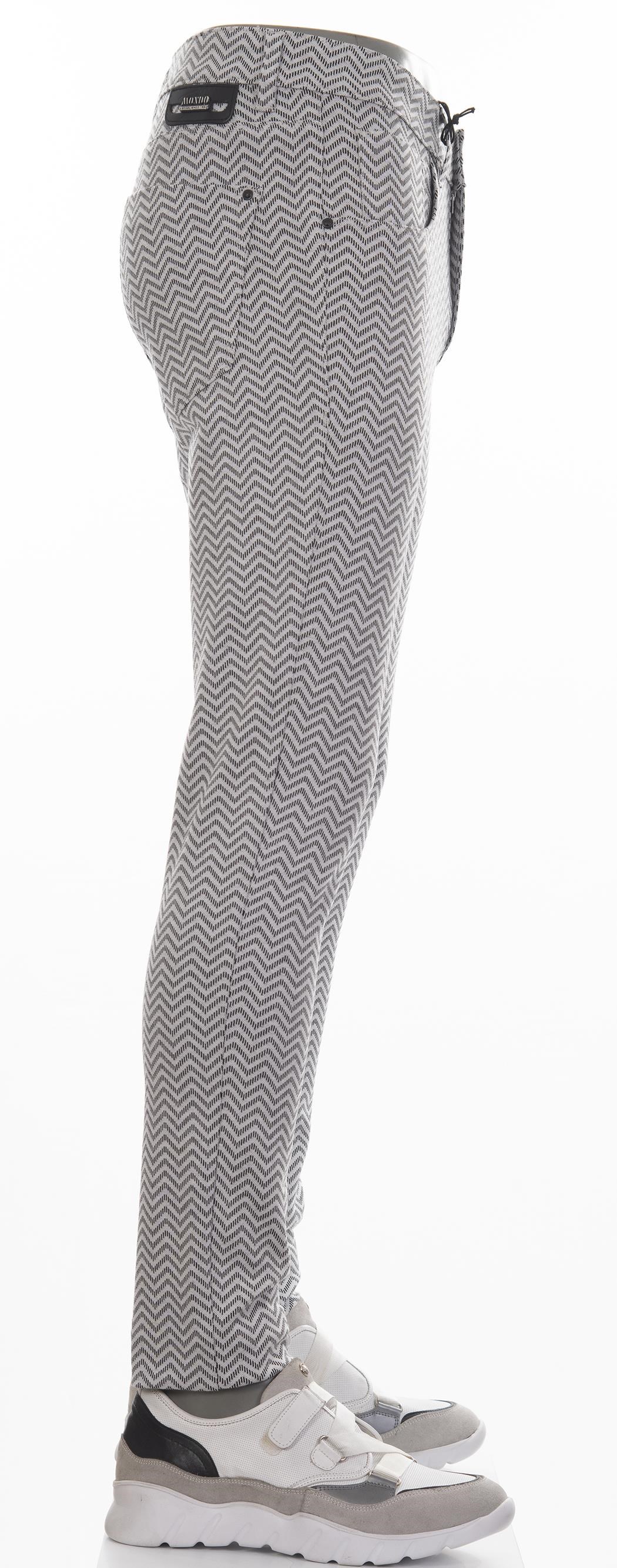 Gri Zigzag Desenli Pantolon