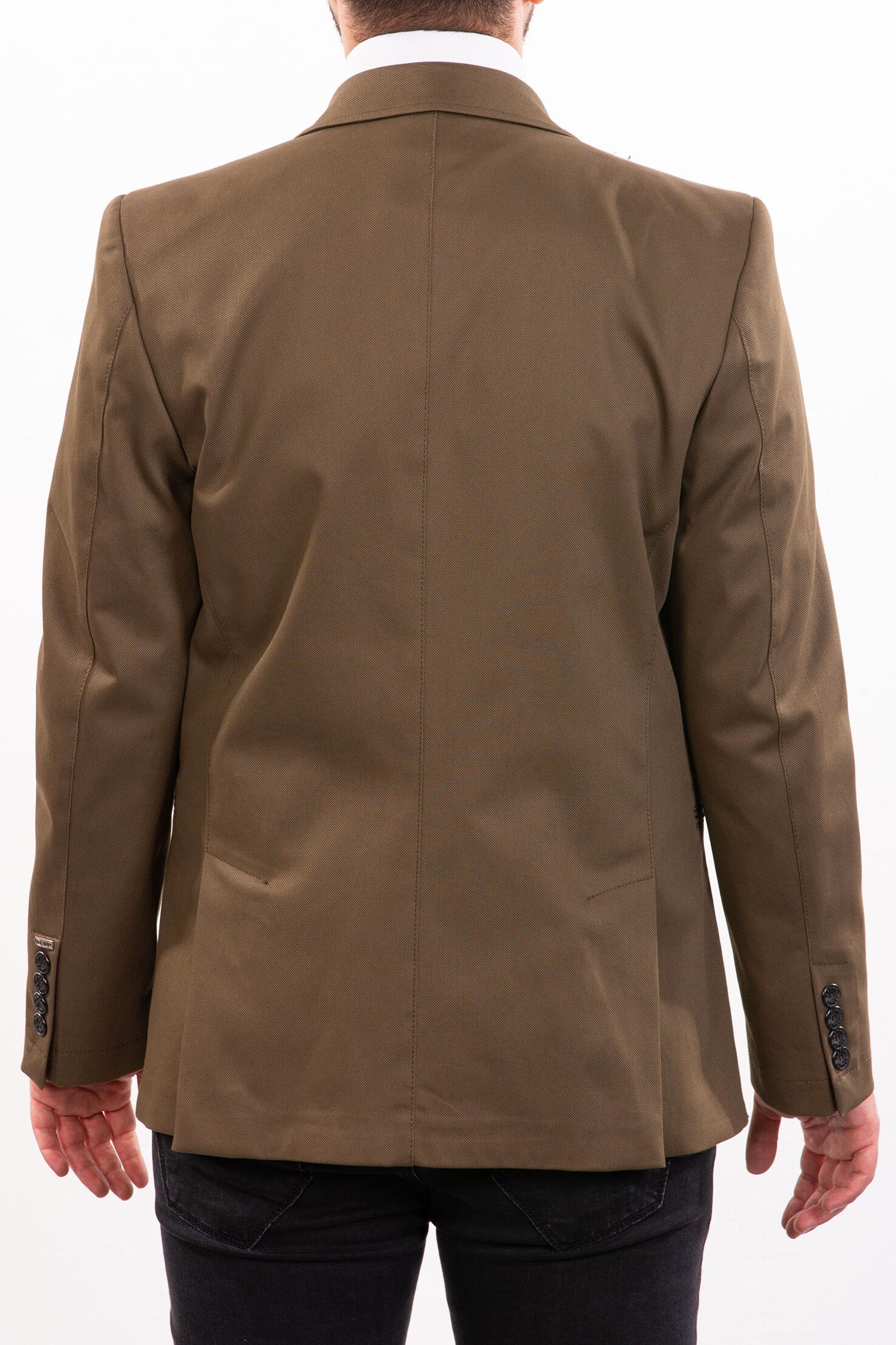 Haki Zımba Detaylı Blazer Ceket