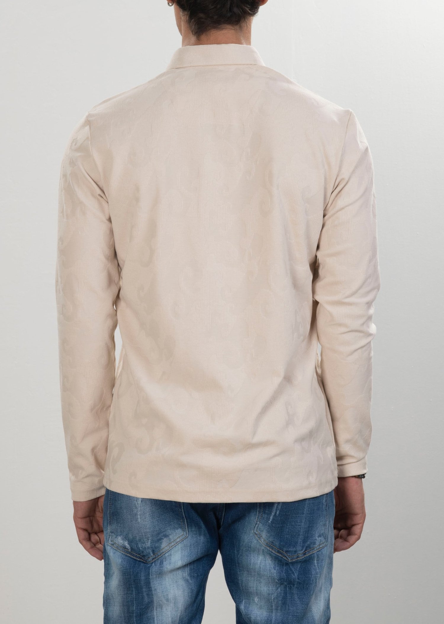 Kabartma Baskılı Bej Sweatshirt