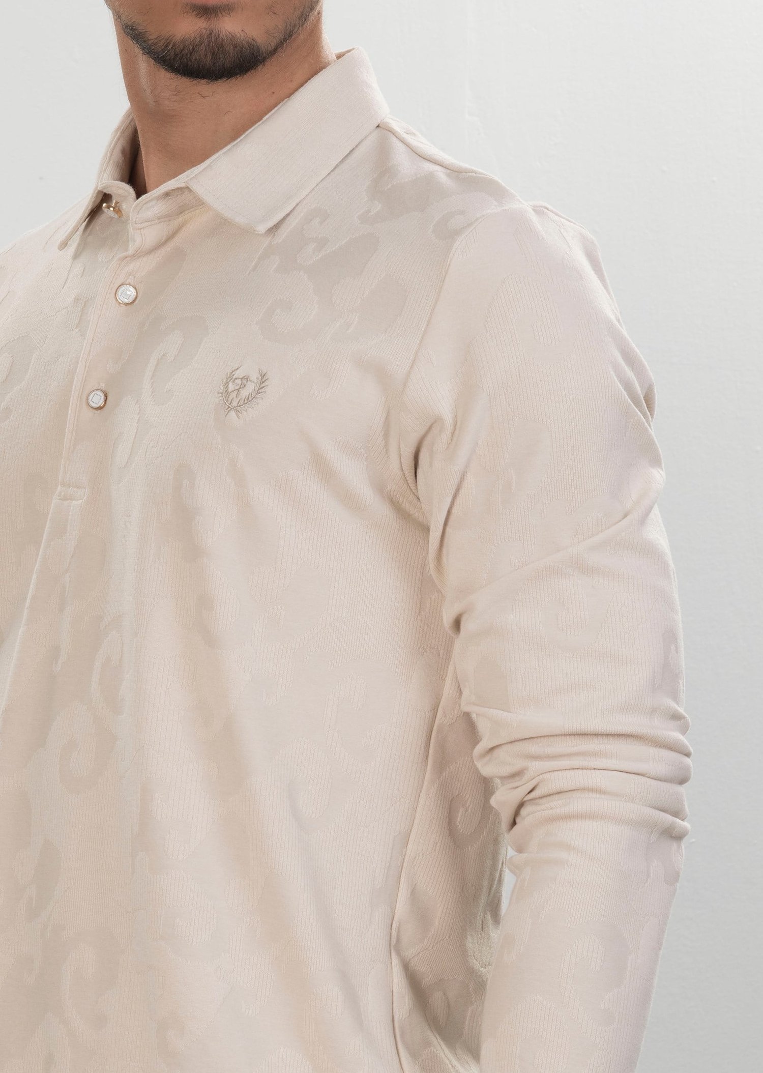 Kabartma Baskılı Bej Sweatshirt