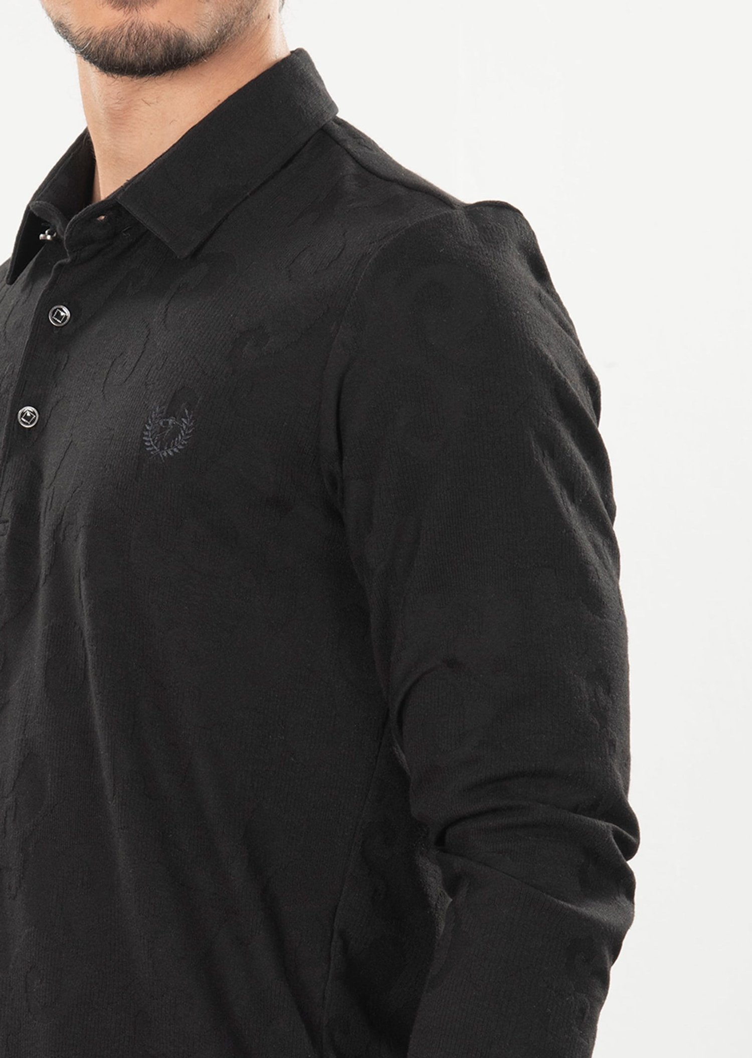 Kabartma Baskılı Siyah Sweatshirt