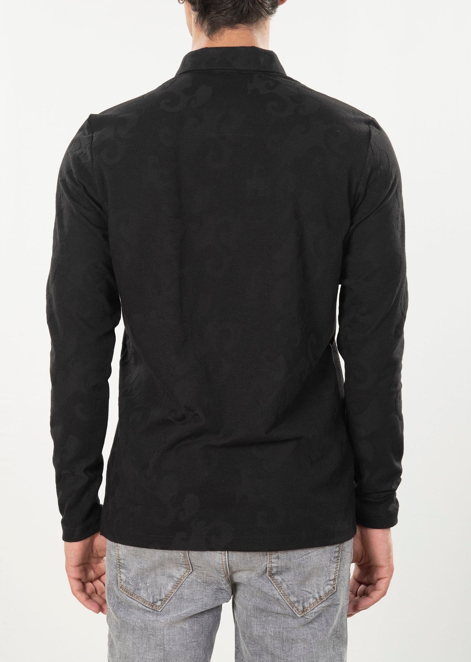 Kabartma Baskılı Siyah Sweatshirt