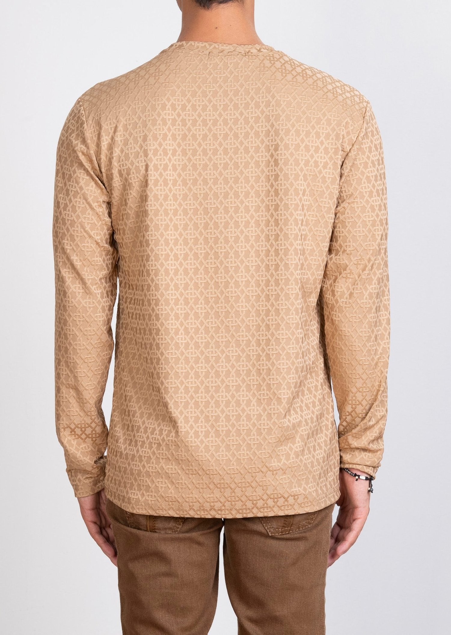 Kabartma Desenli Bej Sweatshirt