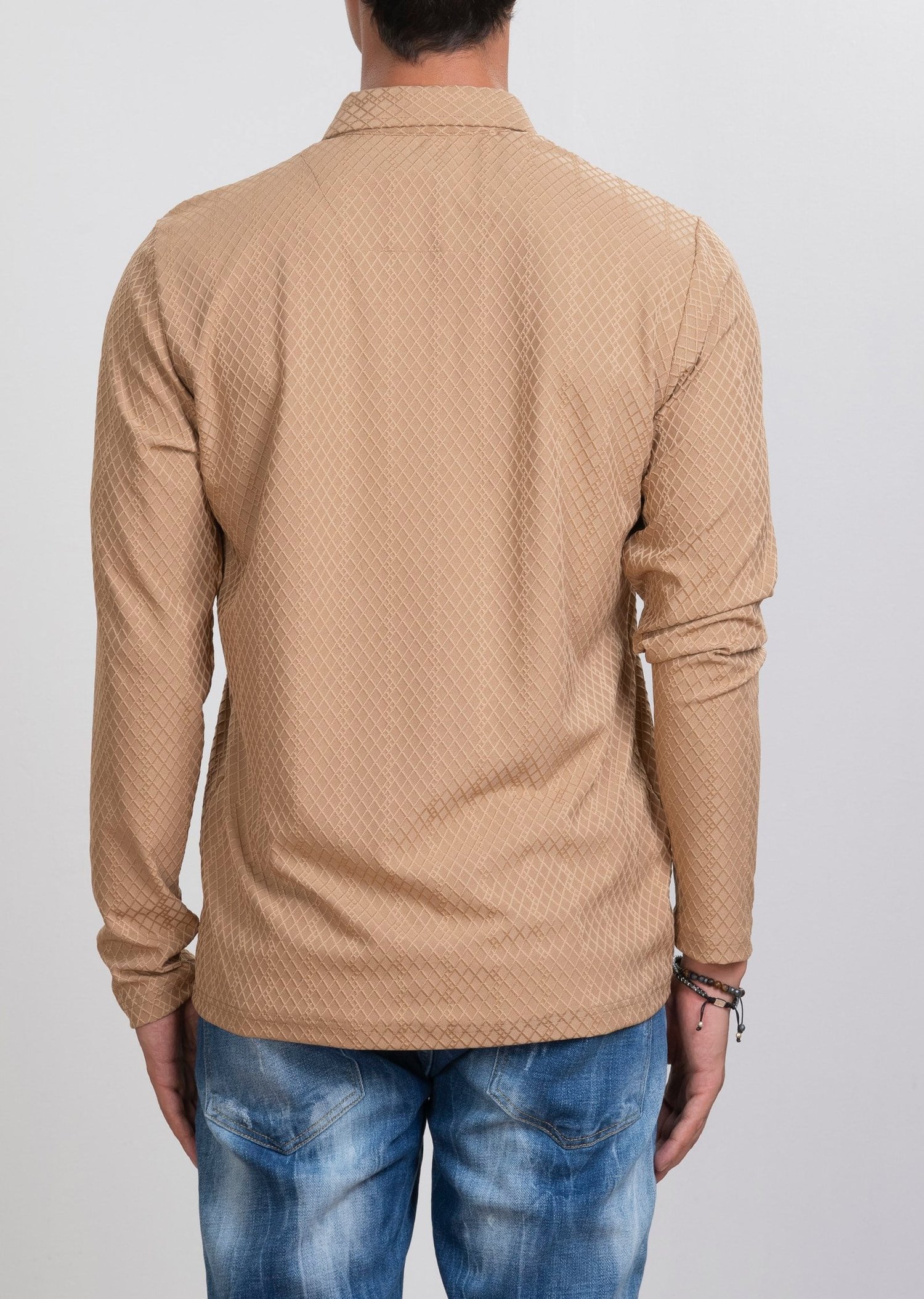 Kabartma Desenli Bej Sweatshirt