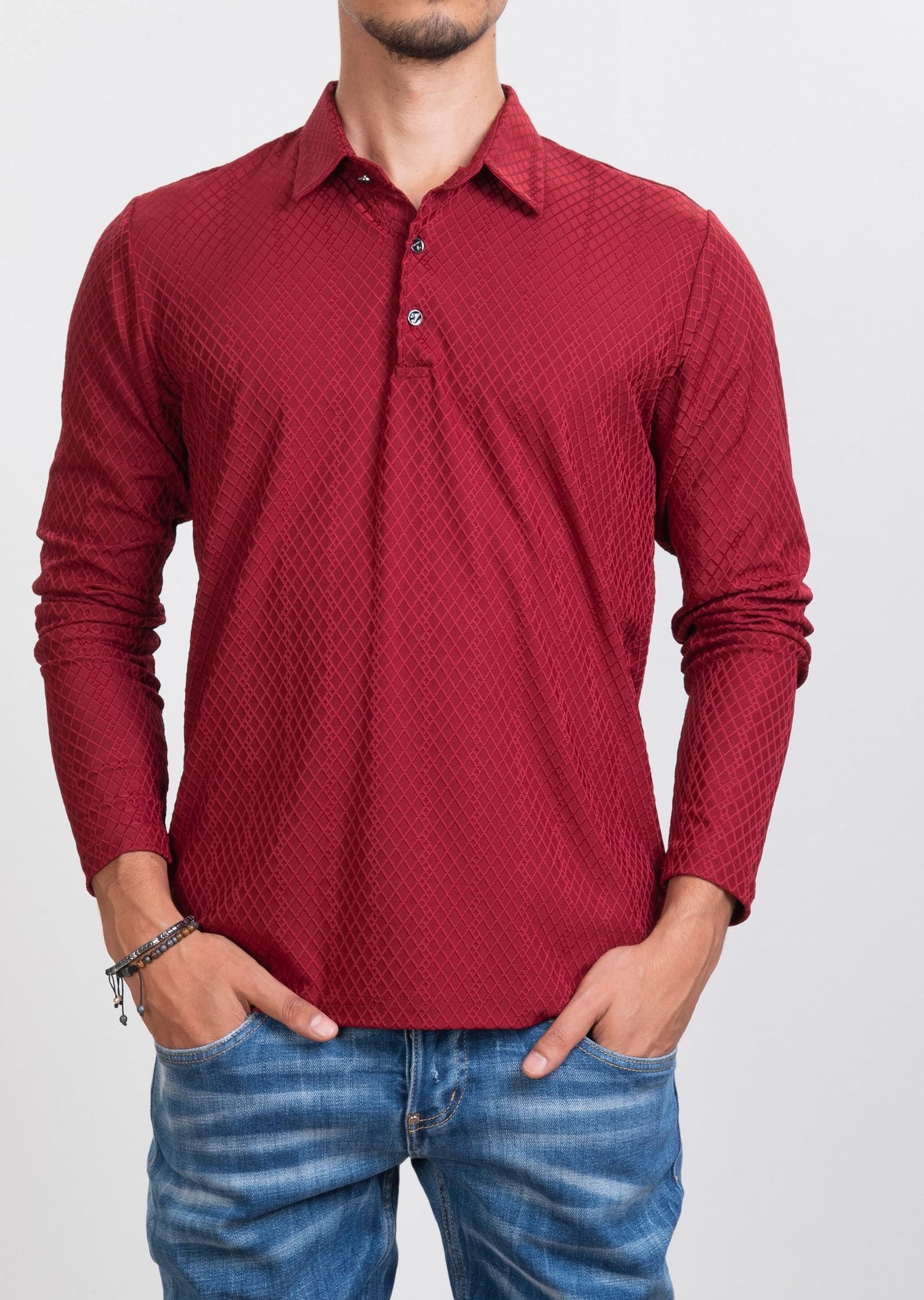 Kabartma Desenli Bordo Sweatshirt