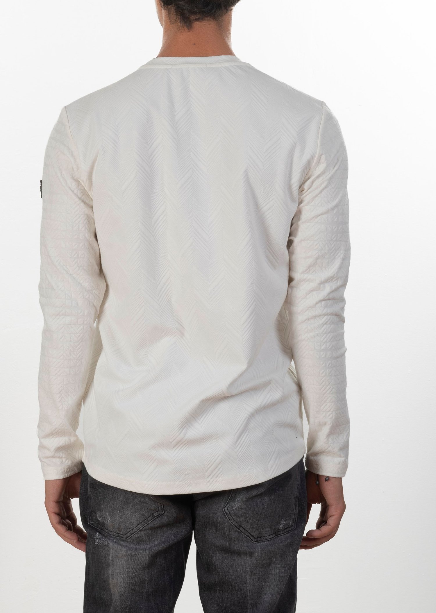 Kabartma Desenli Ekru Sweatshirt