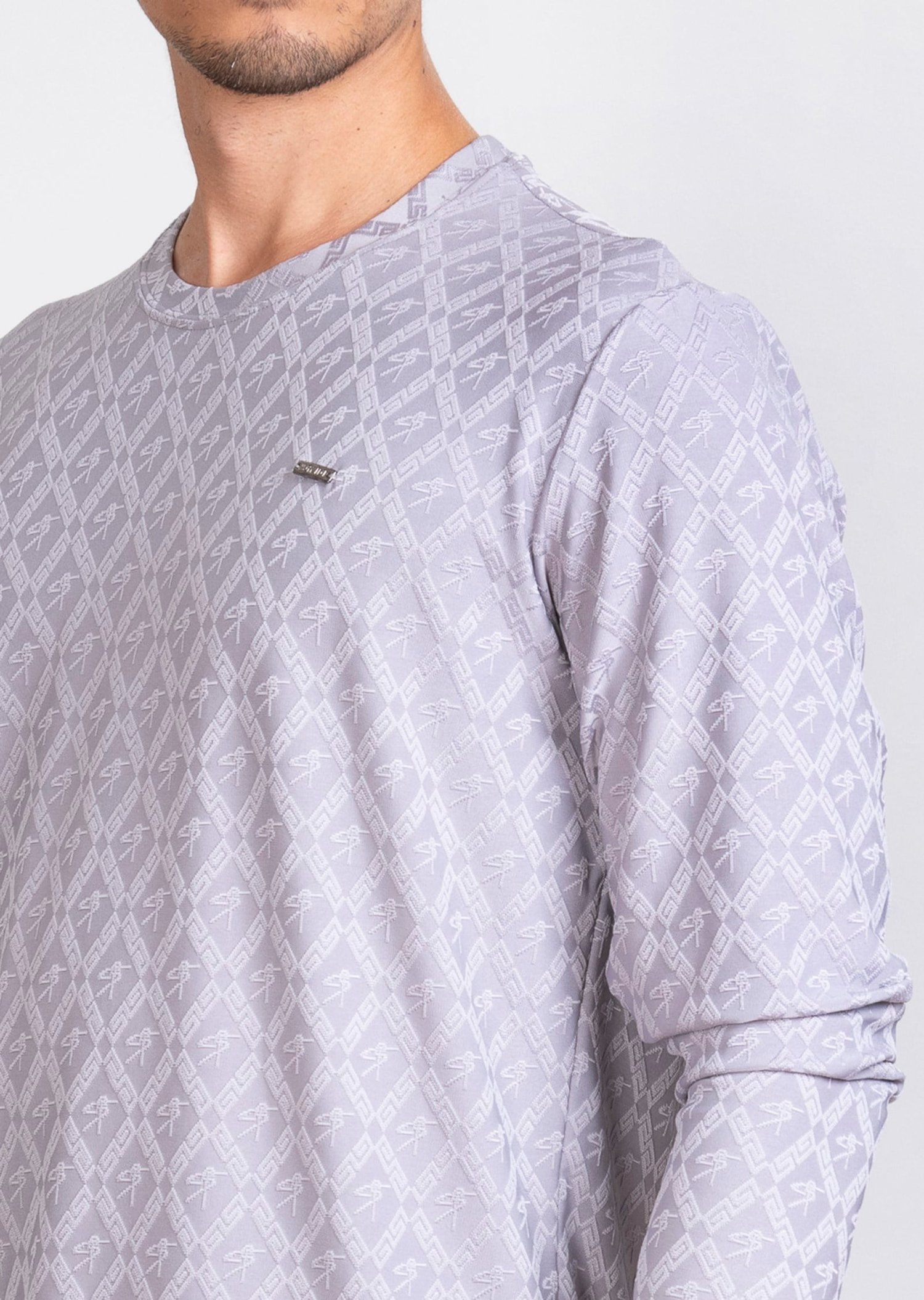 Kabartma Dokulu Gri Sweatshirt