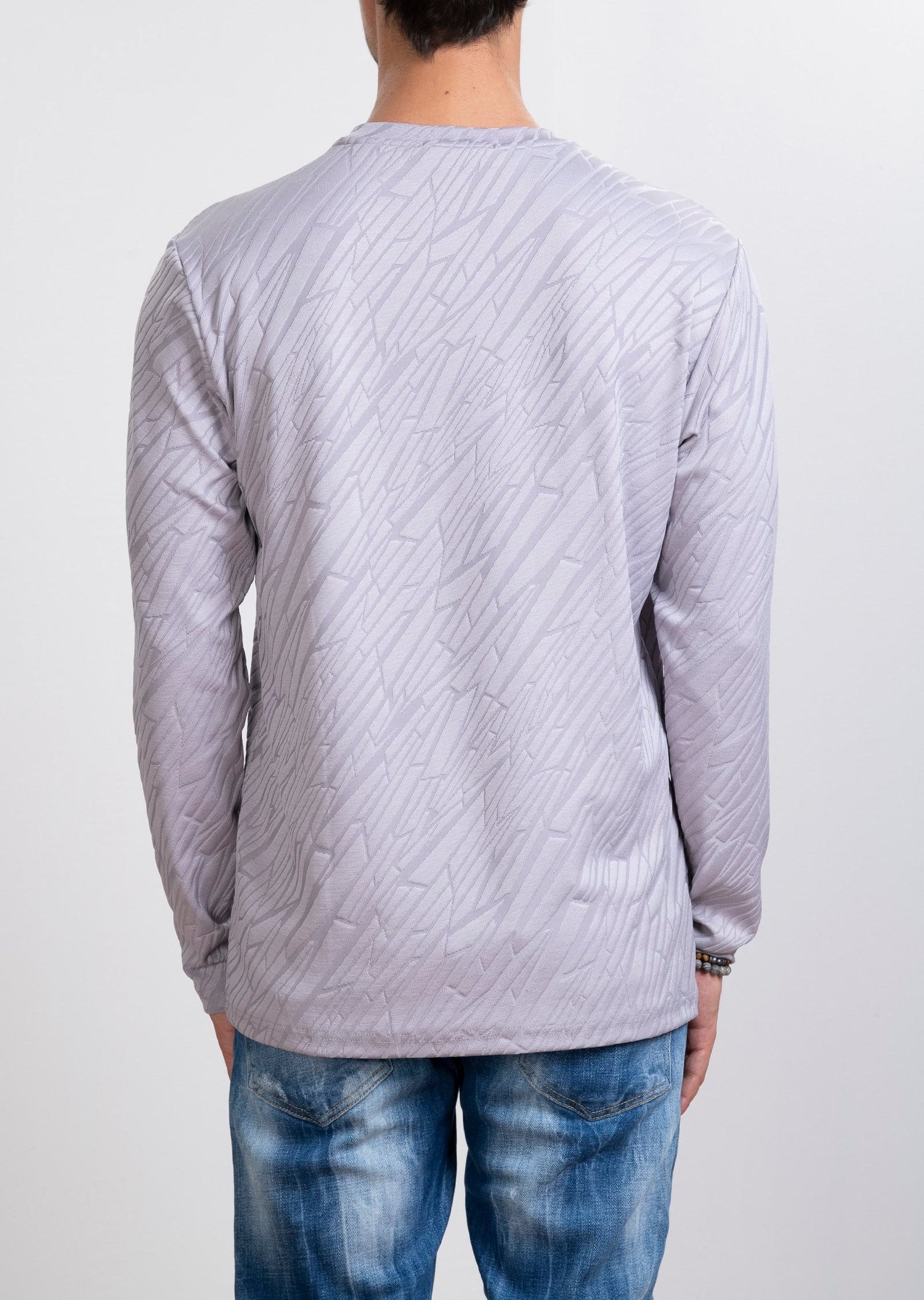 Kabartma Dokulu Gri Sweatshirt