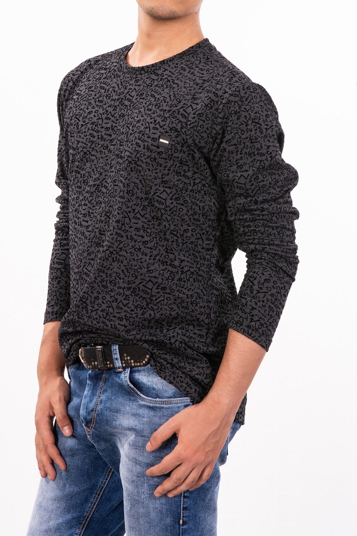 Karma Kabartma Desenli Sweatshirt